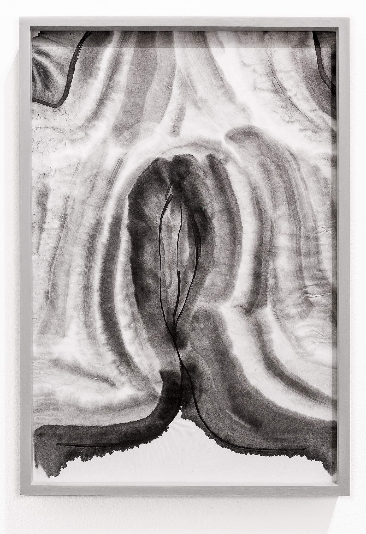 UNFOLDING THE FOLD #8, 2018, India ink on rice paper, 45x24 cm