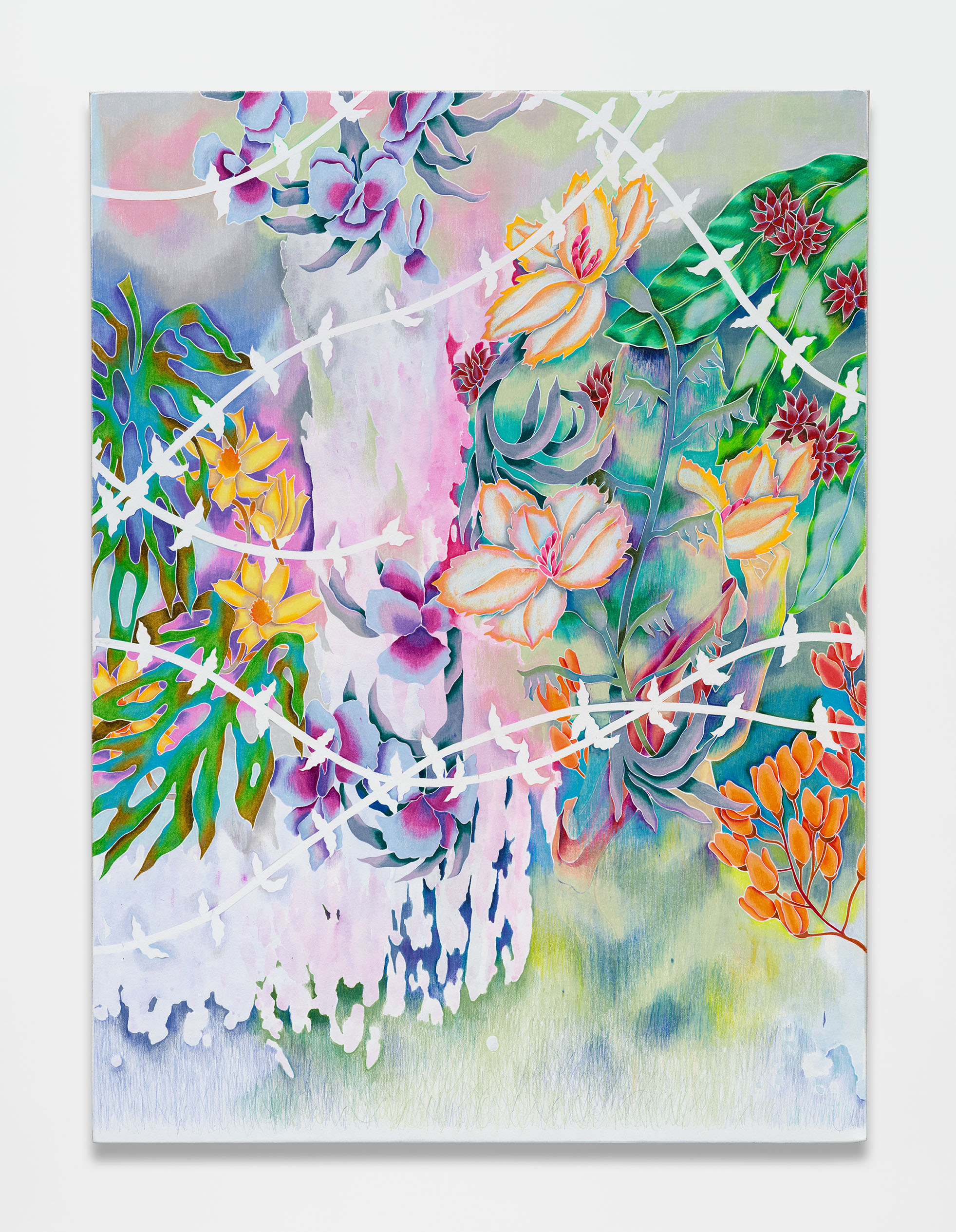 Sarah Ann Weber, The touch of the surging water, 2024, Colored pencil and watercolor on paper mounted to panel, 30 (H) x 22 (W) in.