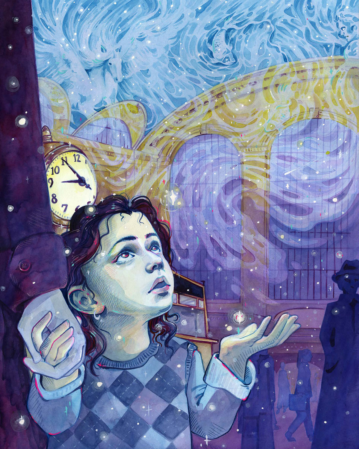 Falling ConstellationInk, Gouache and Colored Pencil, 16&rdquo; x 20&rdquo;, 2022