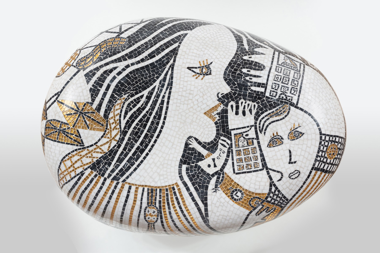 “Smart Phones (white),” 2020, fiberglass, stone, grout, 41" x 31" x 16” 