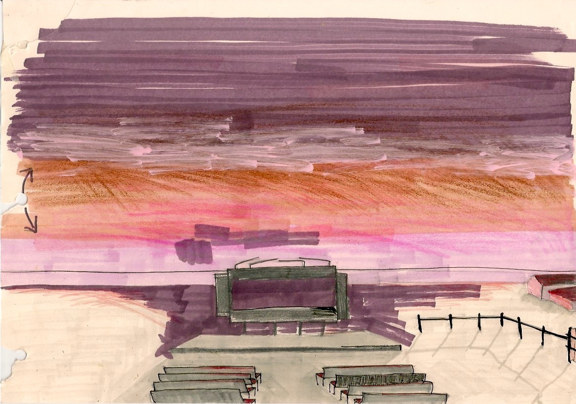 Outback cinema for all your drive-in heydey unrealised dreams2015Felt tip, pencil and promarker on found paper