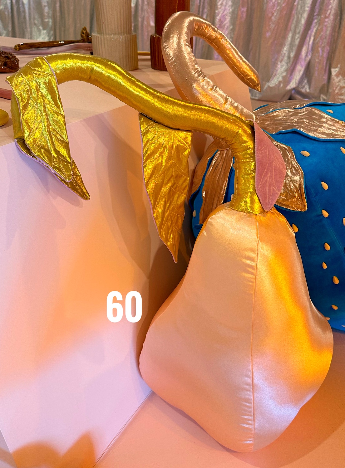 60: Satin, metallic lam&eacute;, hand dyed velveteen $1,200 *c