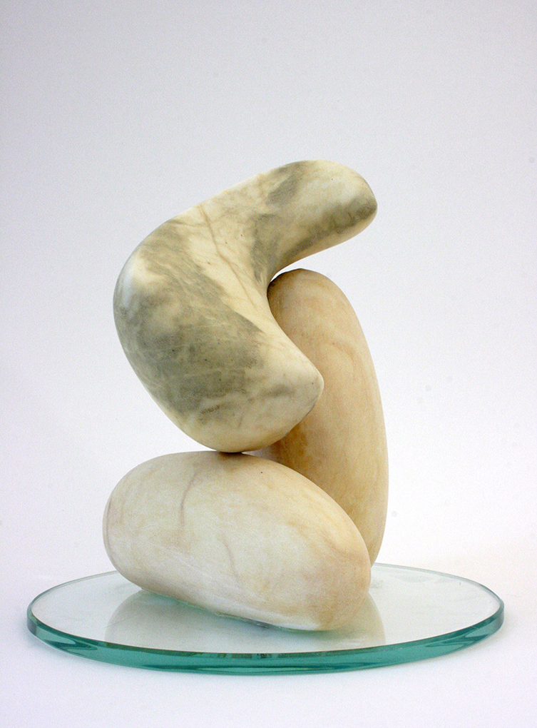 " die Einsamkeit", Alabaster, Glas, Höhe 30cm, 2008