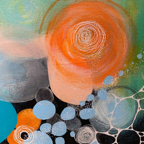 Got the tingles  Acrylics and Ink 8" x 8"