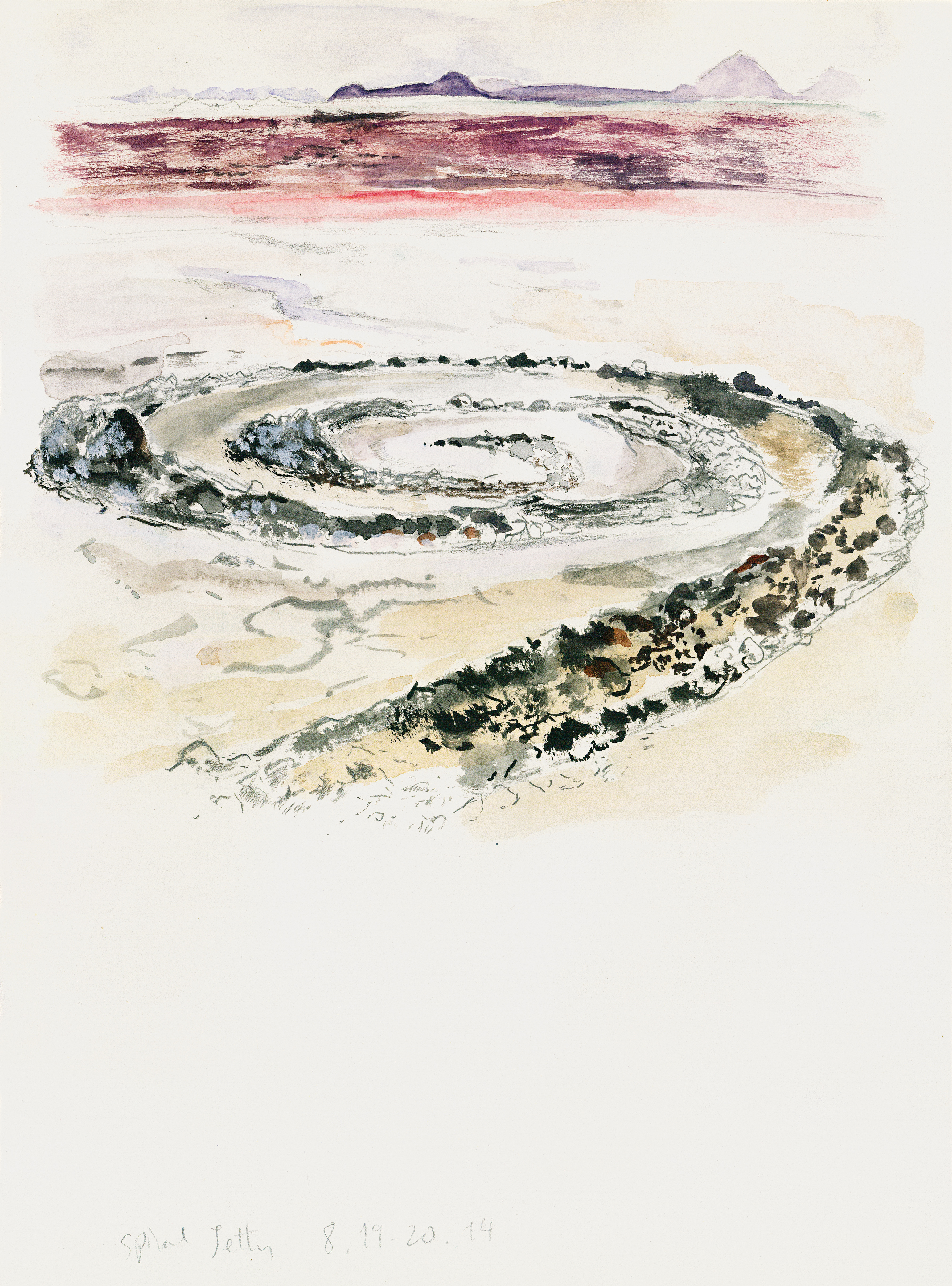 Plein Air Smithson, 2014, pencil & watercolor on paper, 30.5 x 22.7 cm