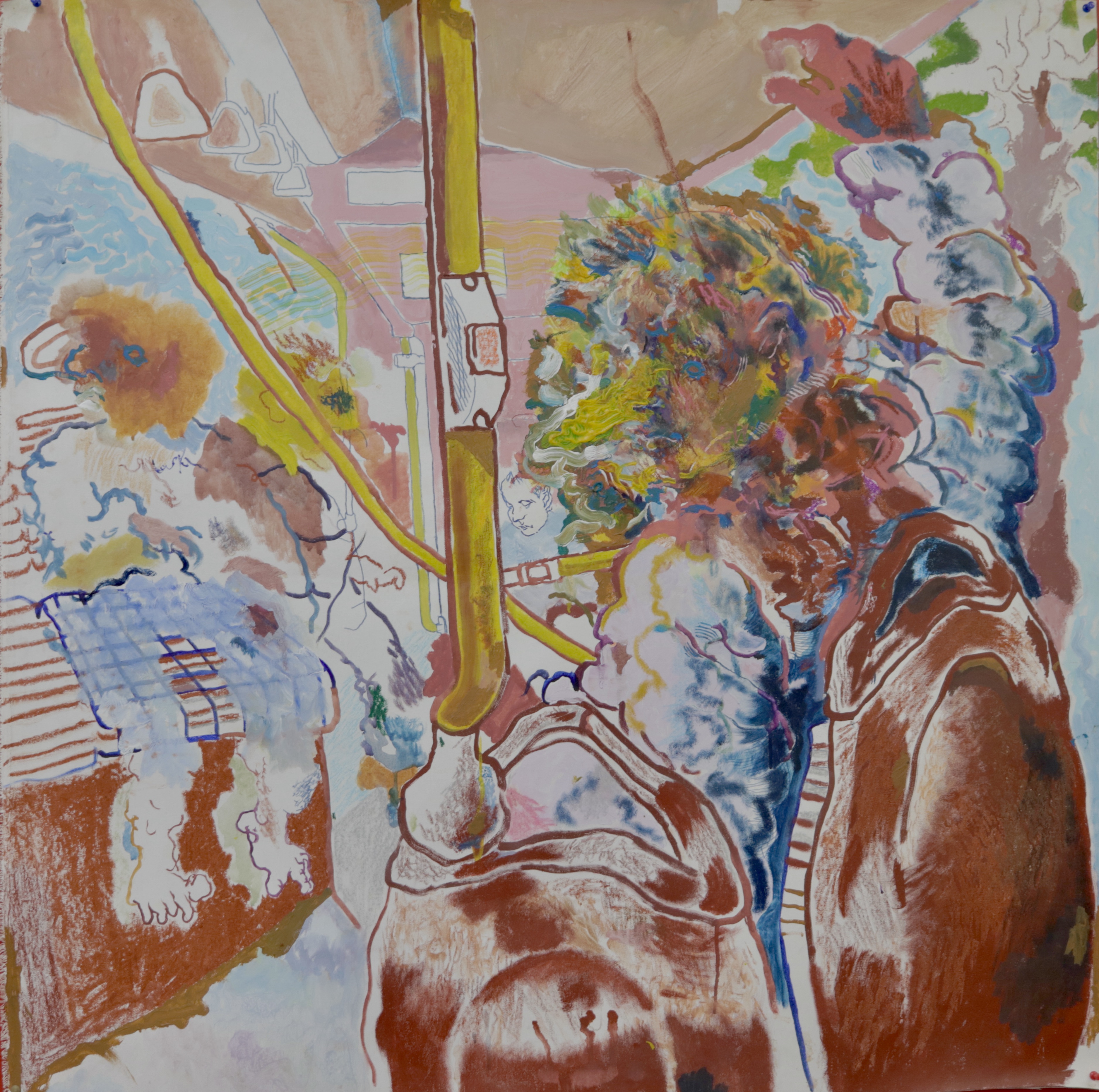 Marlowe's room  Iron oxide gum arabica paint, Self made paints with Jelly bean shell gum arabica binder,  Acrylic paints and liquified Oil pastel