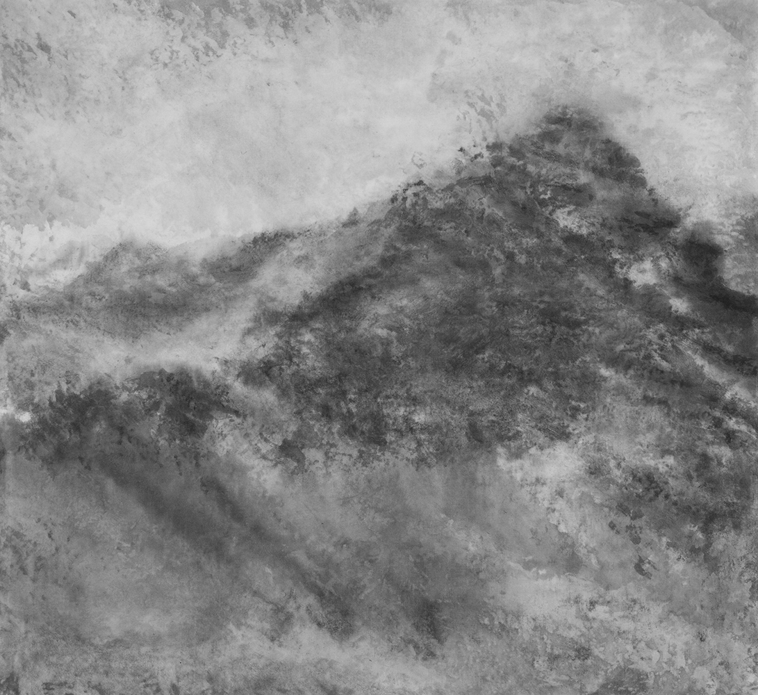 Mont analogue (XIV) [Analogous Mount (XIV)]Indian ink and methylcellulose on canvas64 x 70 cm, 2024