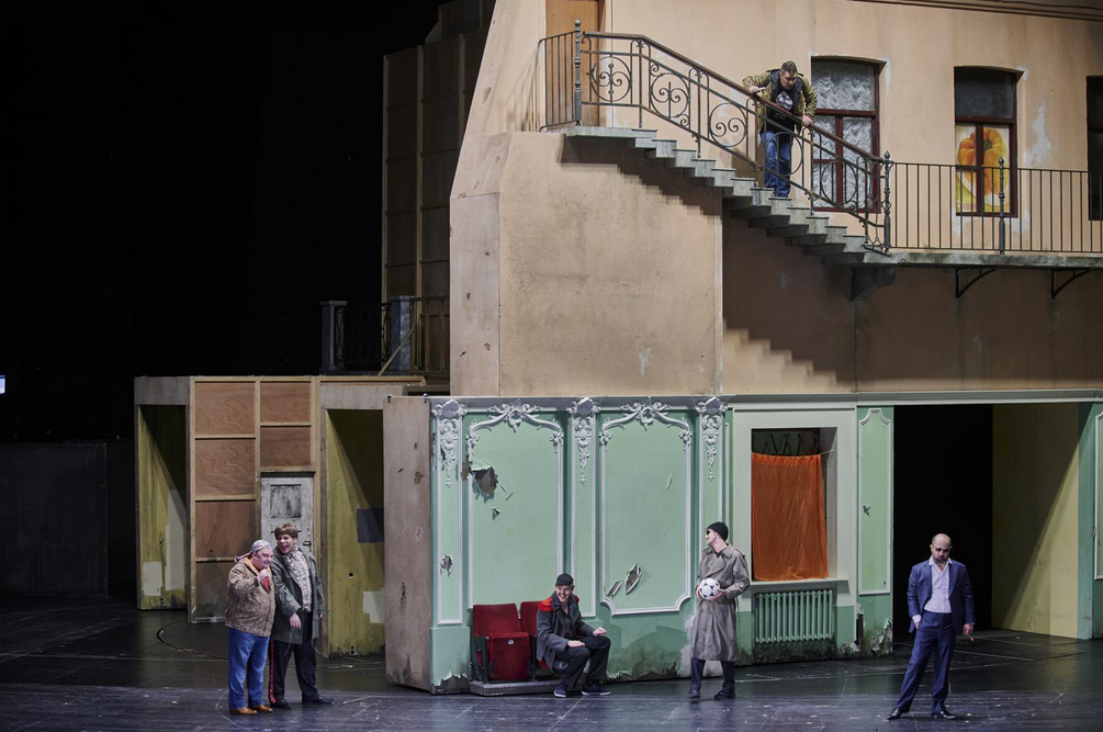 Some of the stage sets during their original use