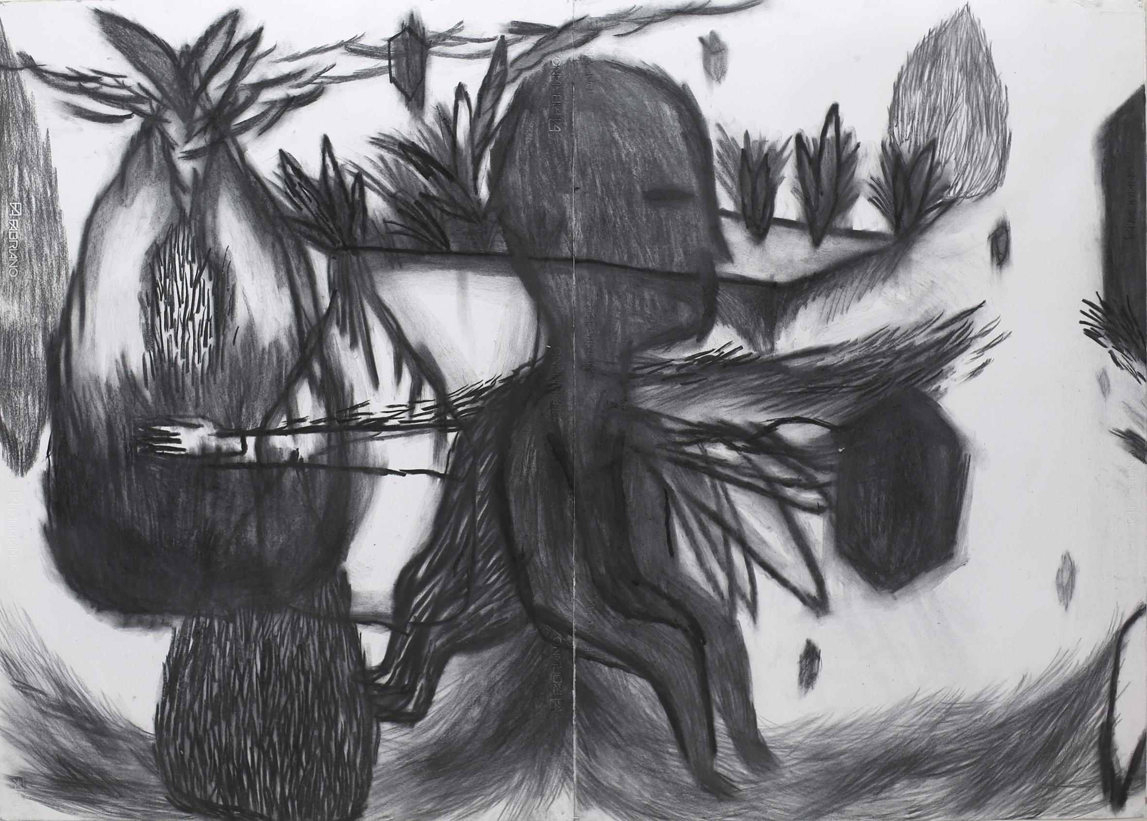 untiitle_charcoal, acrylic on paper_87x146cm_2014