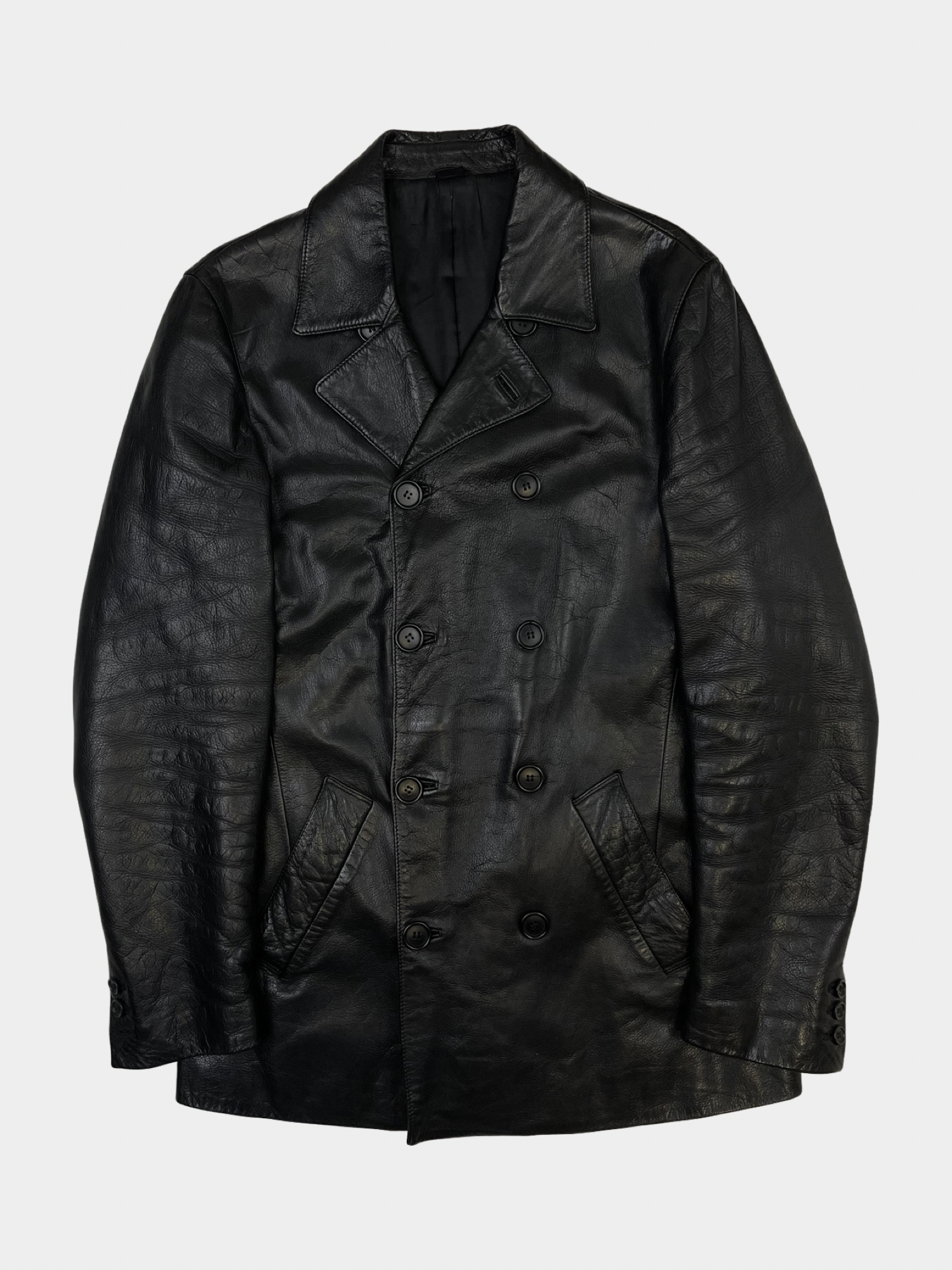 HELMUT LANGLeather Double Breasted Coat 1997 - ARCHIVED