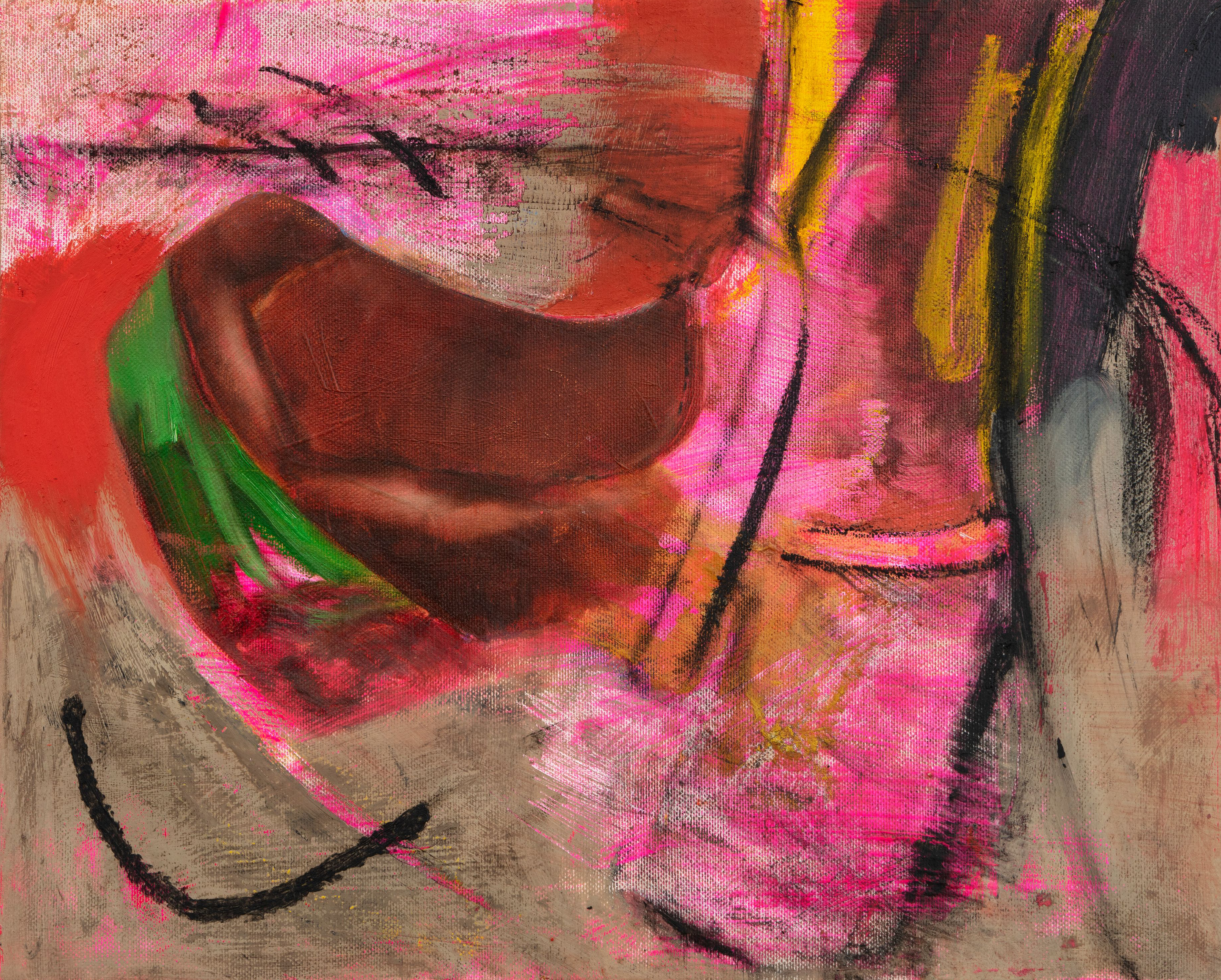 L'Echappée, 2023, huile, acrylique, bâton d'huile et fusain sur toile, 41x33cm