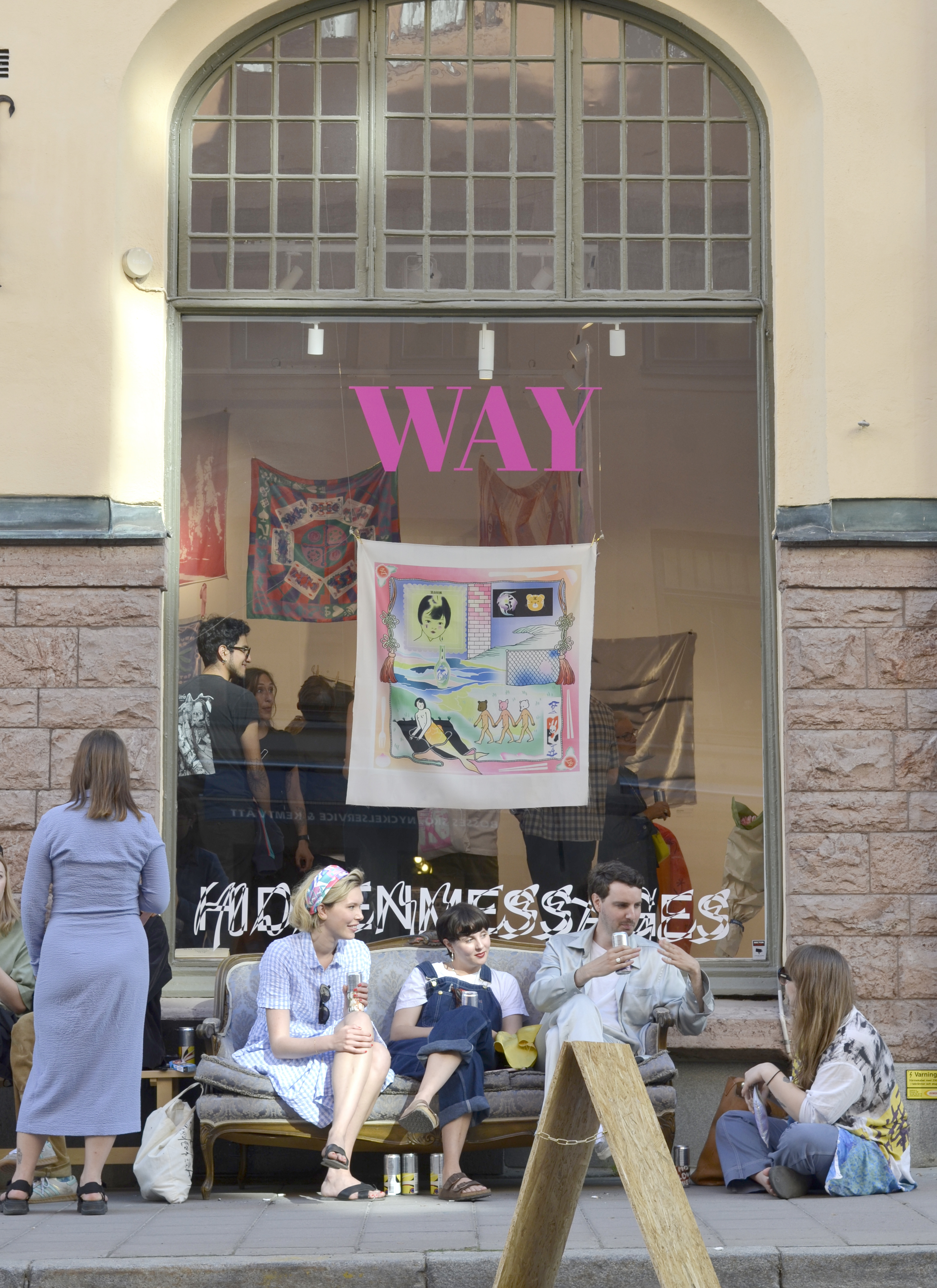 vinyl on window + crowd