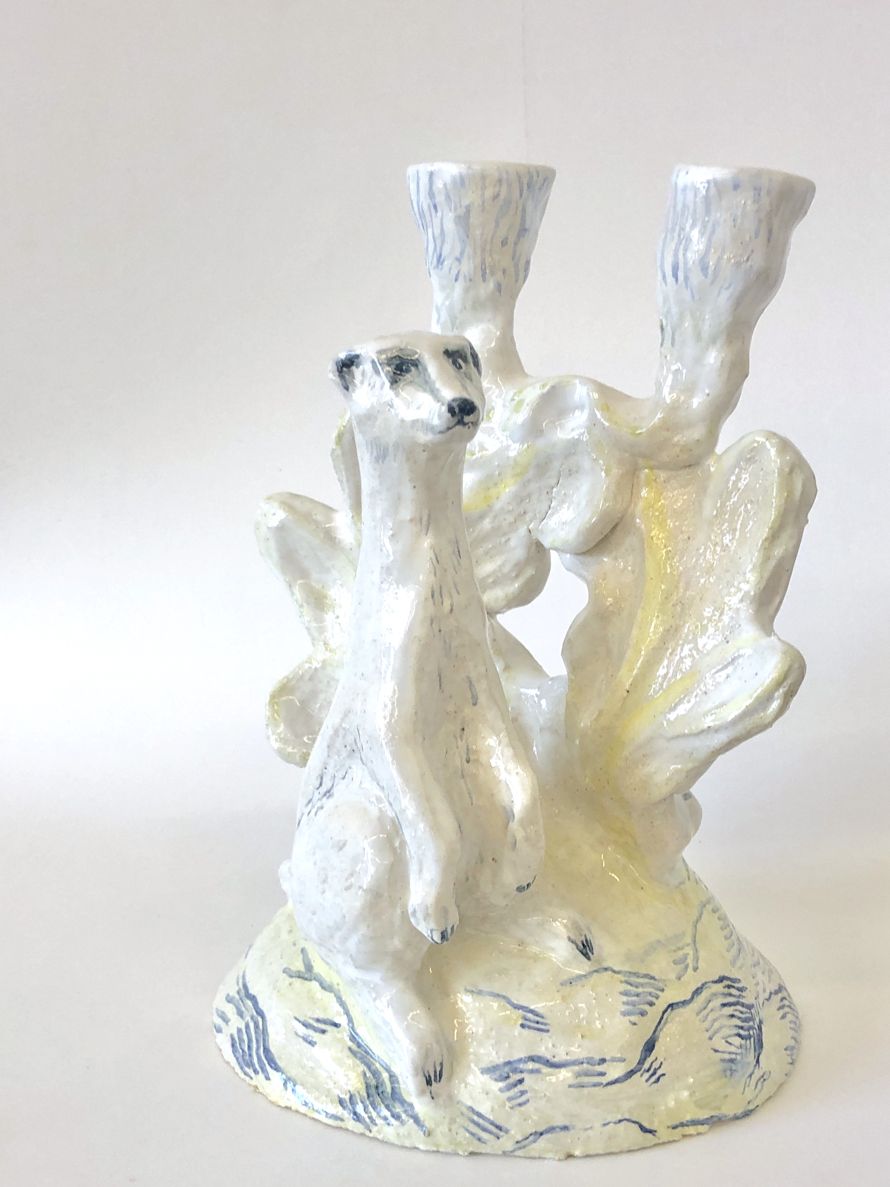 meerkat candle holder, glazed stoneware