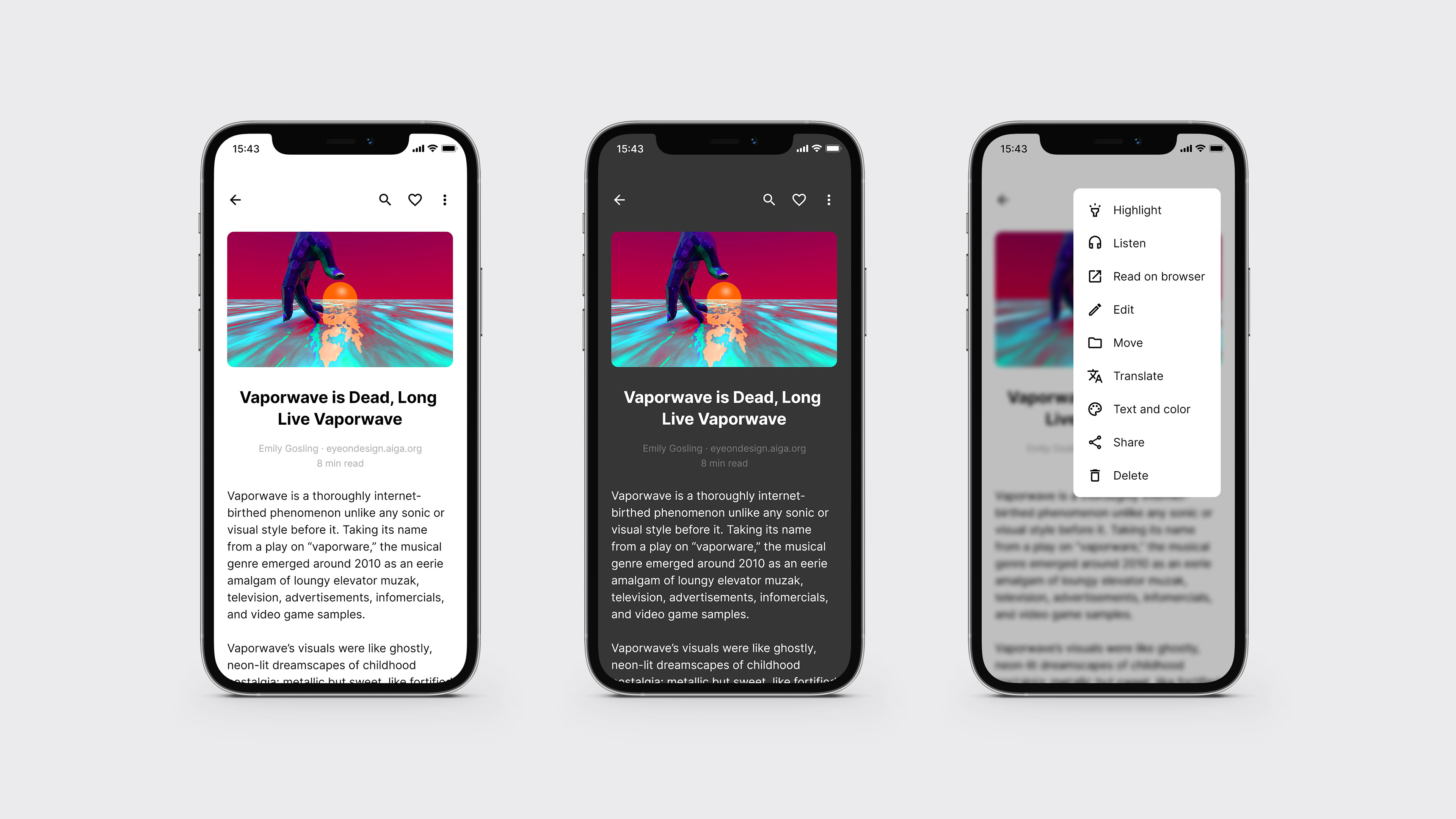 Enjoy a distraction-free reading environment, and customize it your way.