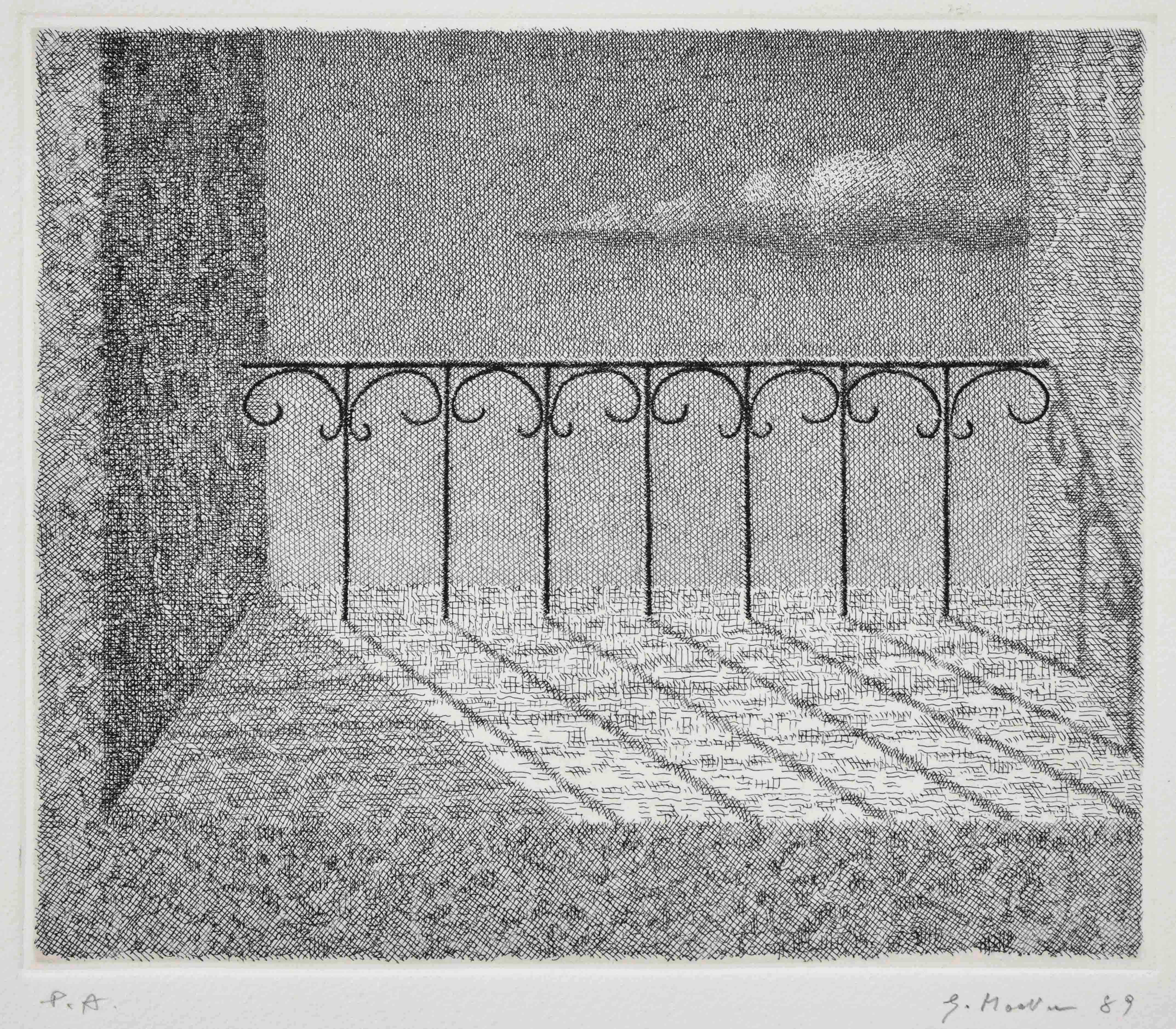 Oltre la finestra il vuoto,1989, acquaforte su zinco, mm 195x285