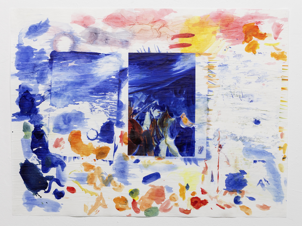 „Pur o.T. Market”, Ink on and between silk paper, 75 x 100 cm, 2019, Photo: Marcel Stahn