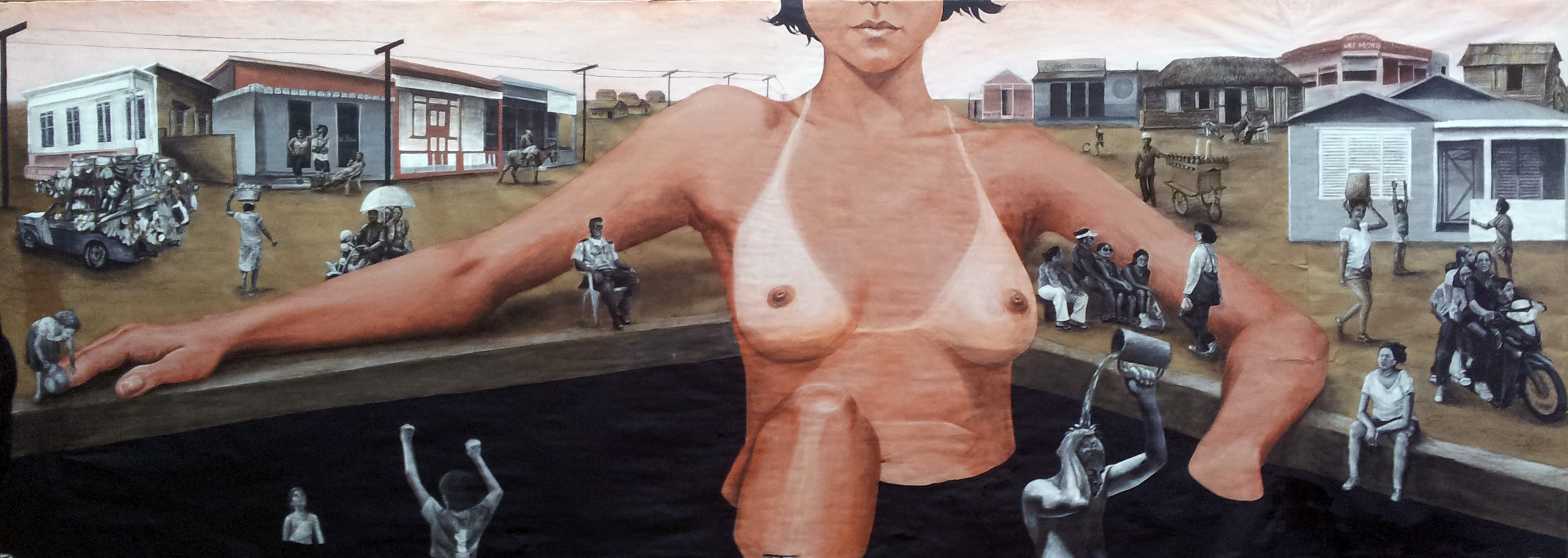 The project above measures about (24’ x 6’) and was made in collaboration with David Cairo, Laura Isabel, Amada Flores, y Victoria Horias.