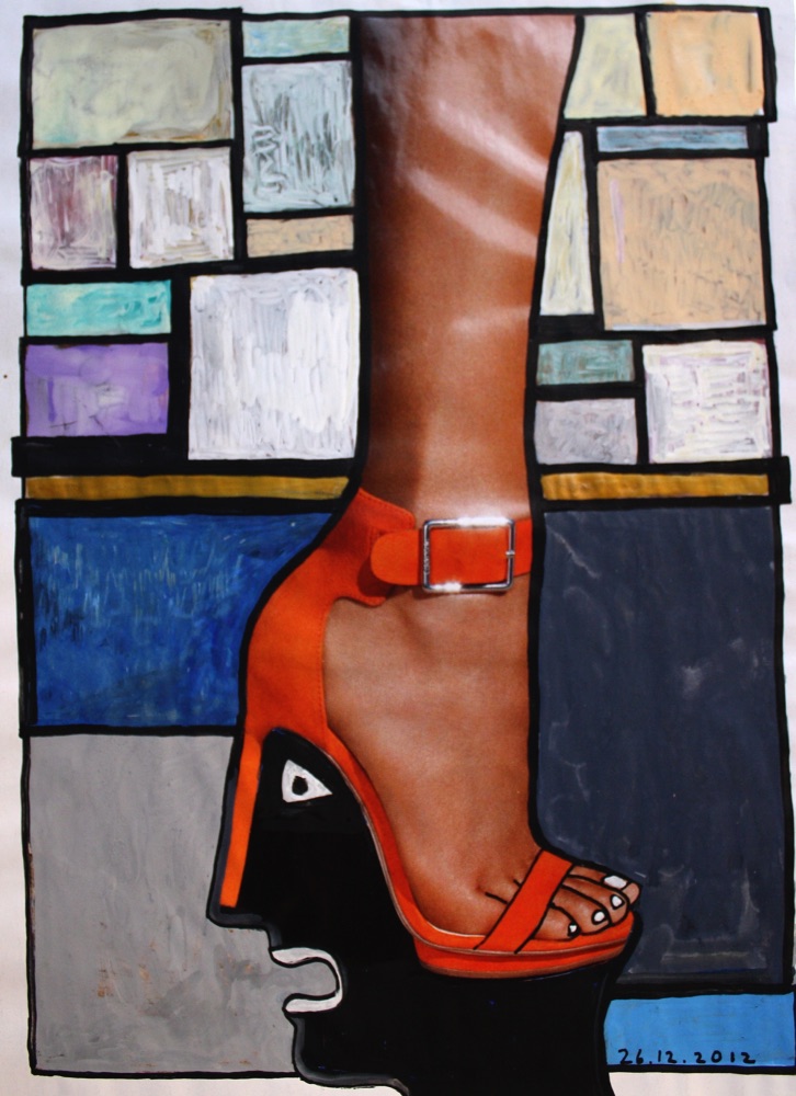 Die Achillesferse, acrylic on magazine paper, A4