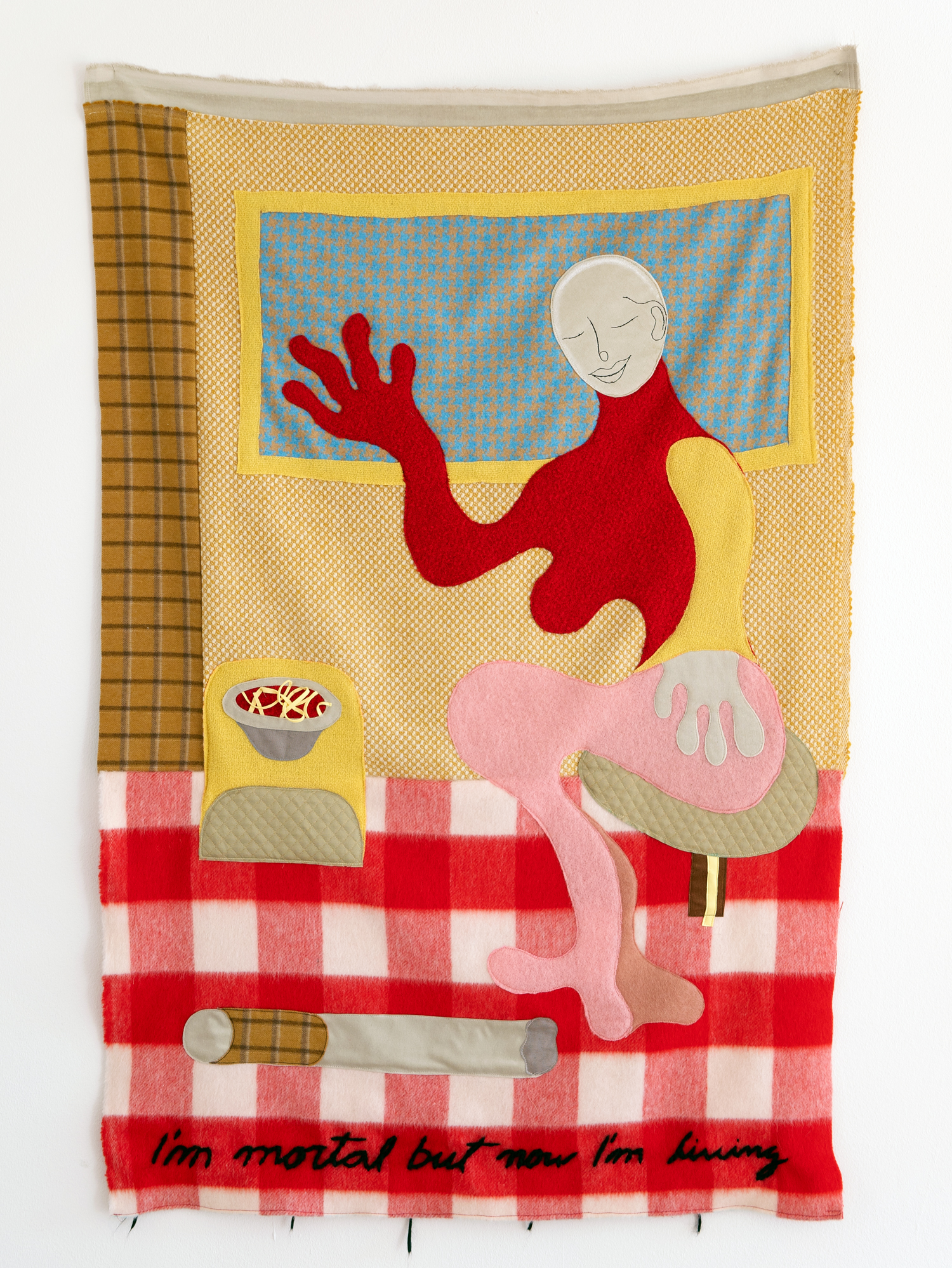 I’m mortal but now I’m living, 2020Various fabrics sewed collage134 x 89  cm