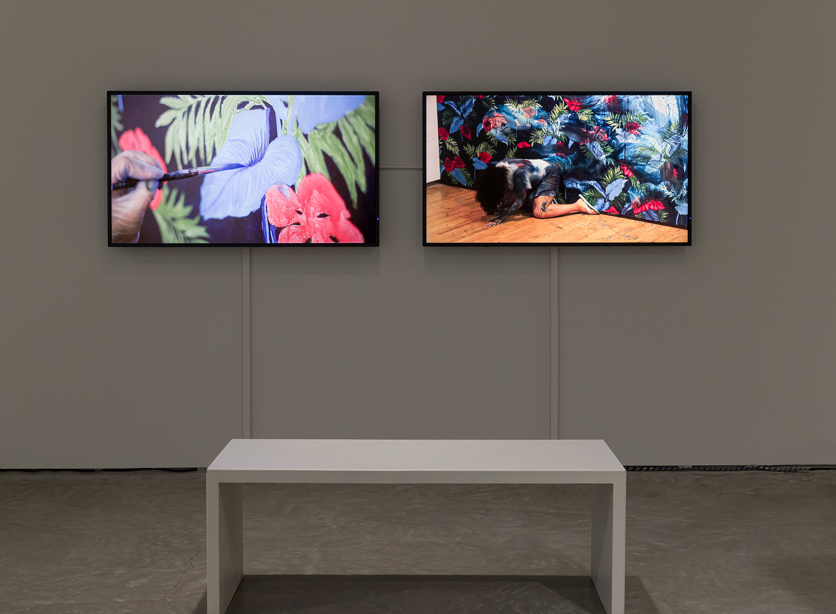 Joiri Minaya, "Siboney," 2014. Two synchronized HD videos, 8:29. Photo by Etienne Frossard.