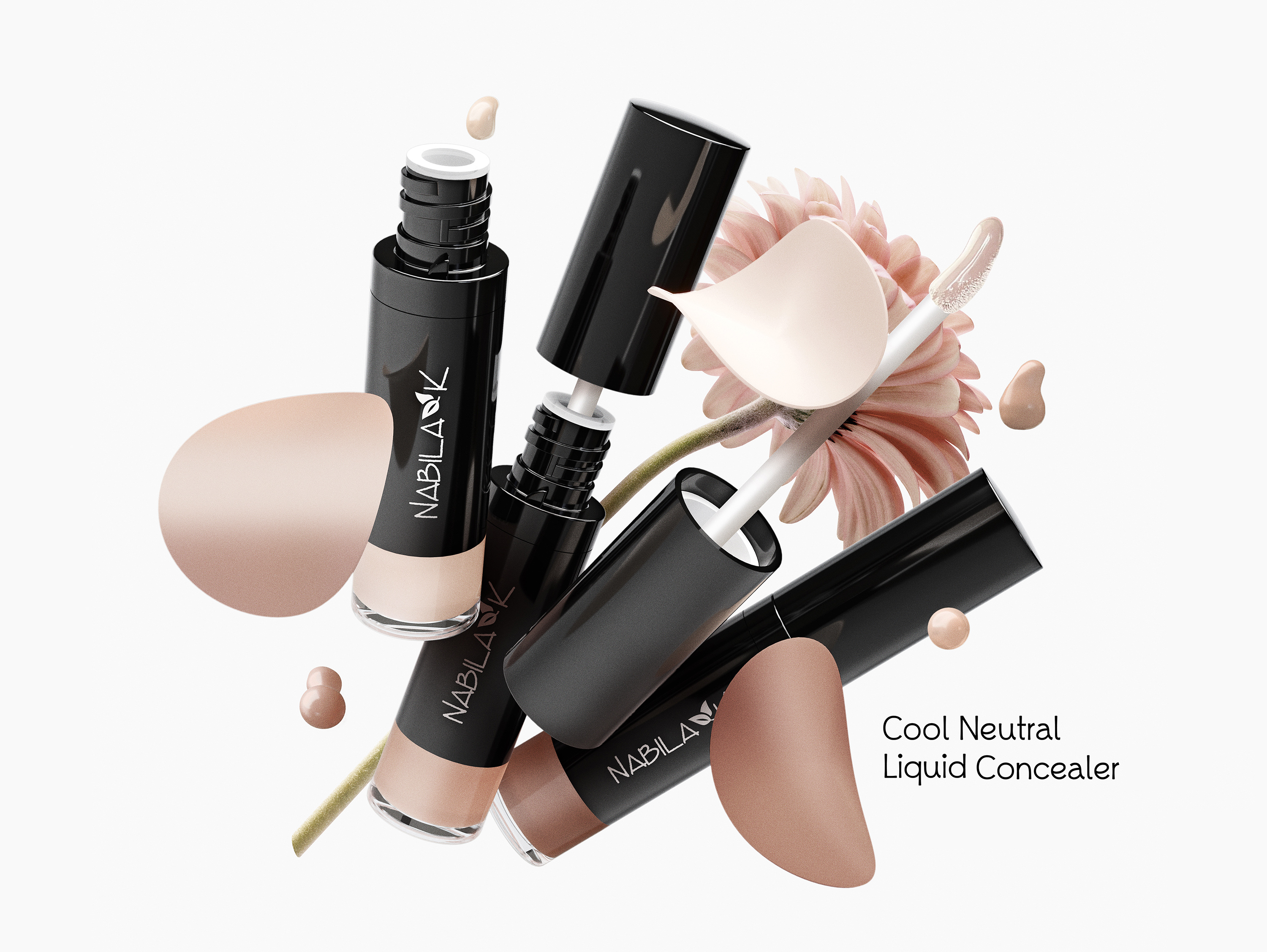 Social media campaign for the concealer and foundation products line. Cosmetic product photography. Makeup product styling. Eclectic M Studio.