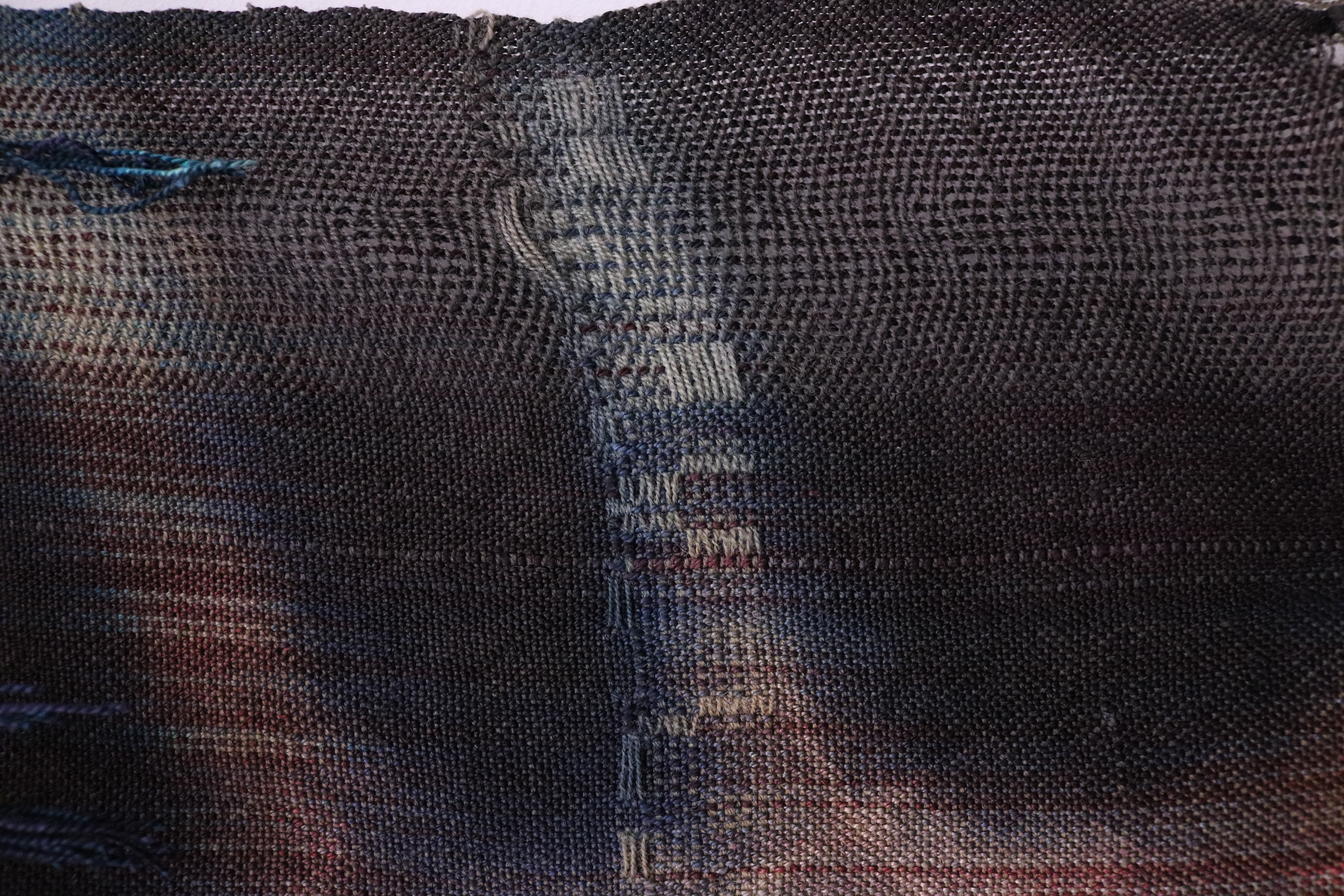 something old, deep down (detail), silk and wool
