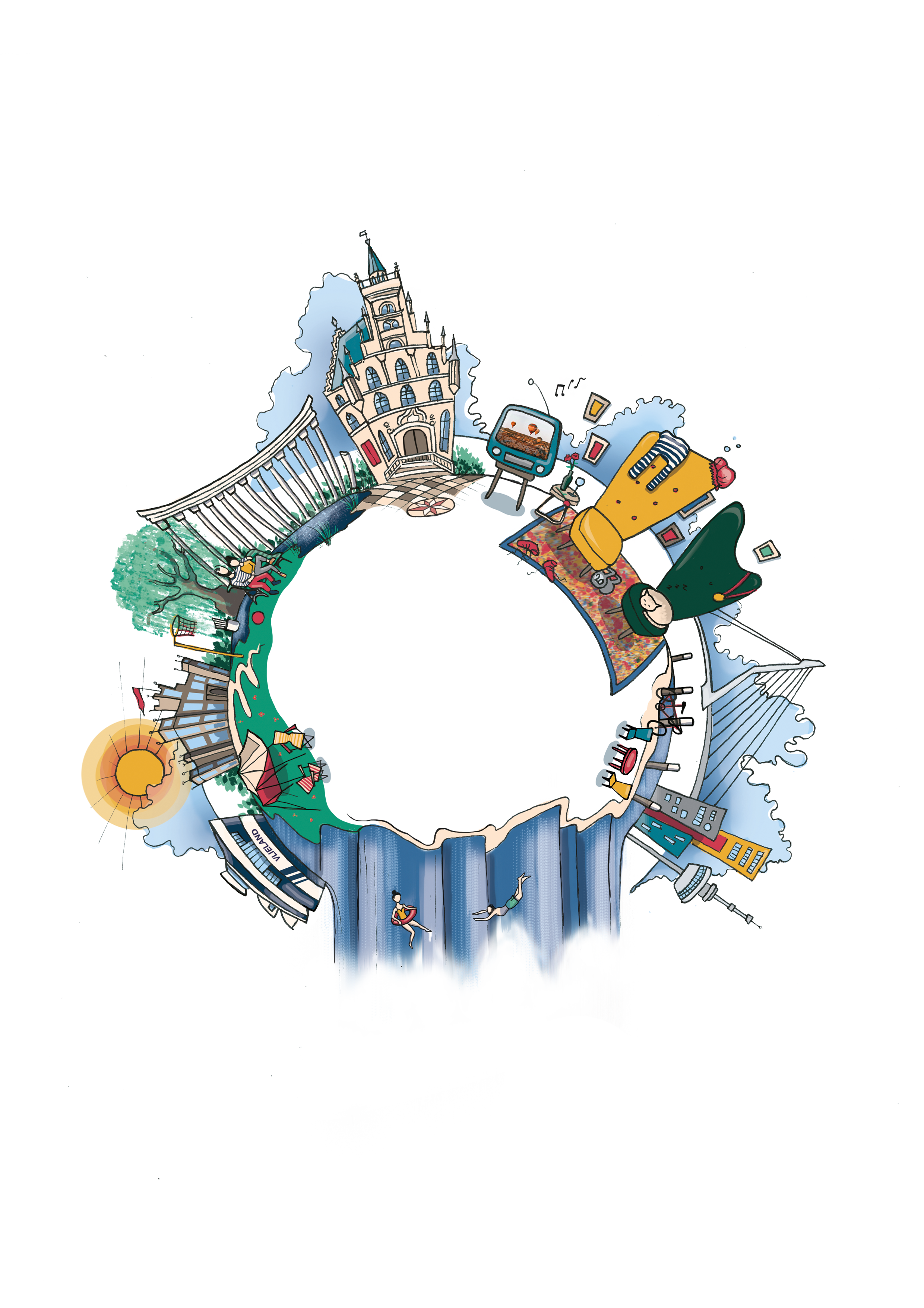 Illustratie trouwkaart Take en Sophie