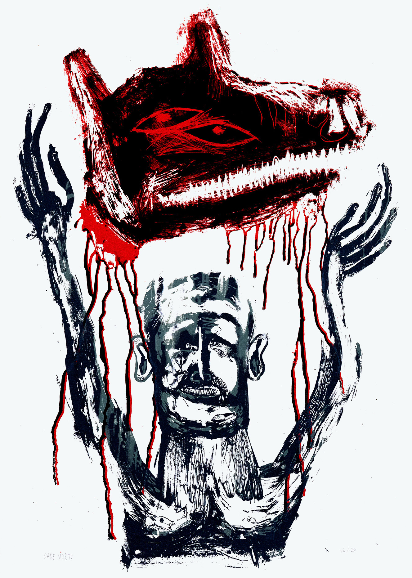 Txakurra Headscreen print on paper, printed by 56Fili, edition of 20, 70x50cm, 2014