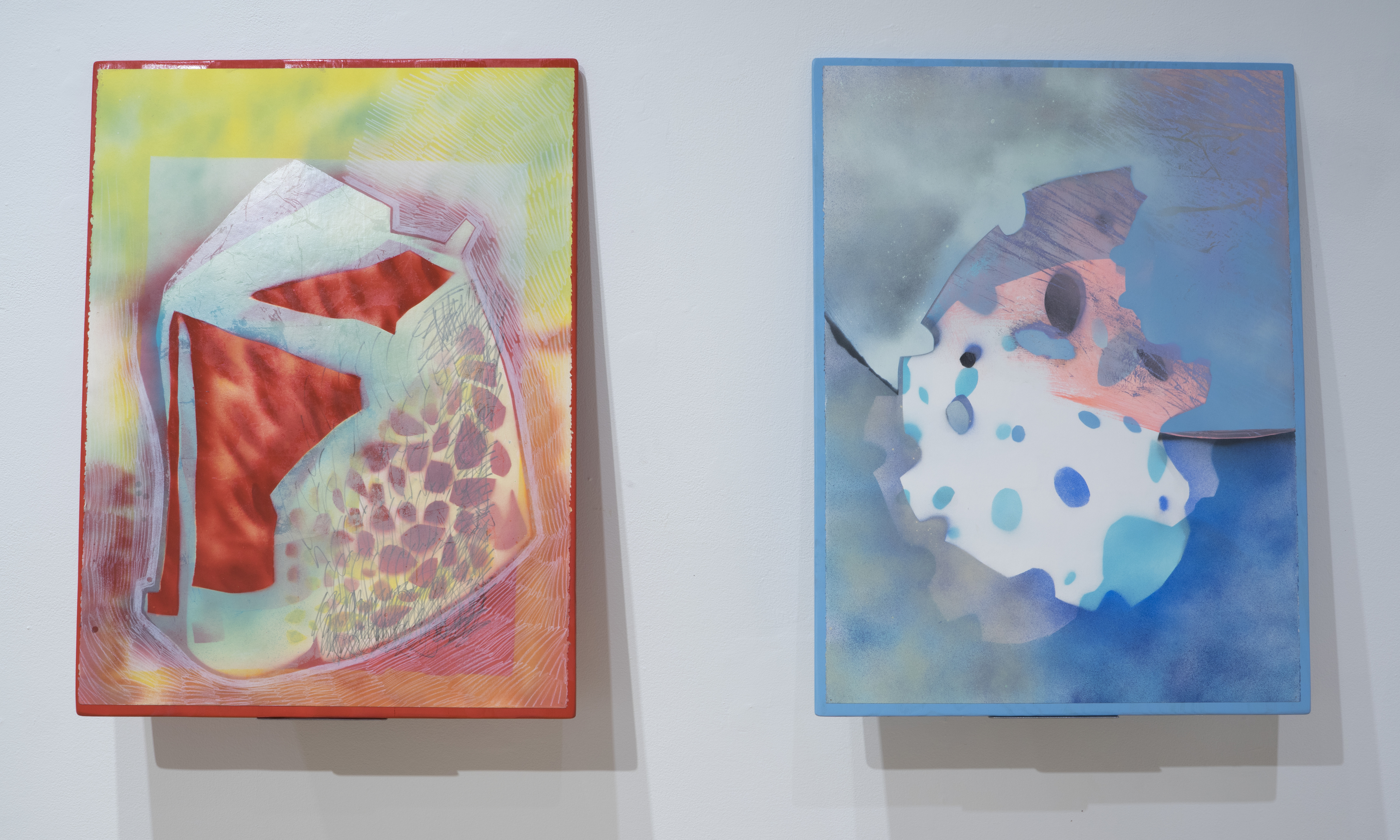 acrylic, hot-pressed foil and oil on wood, 23 x 31 inches