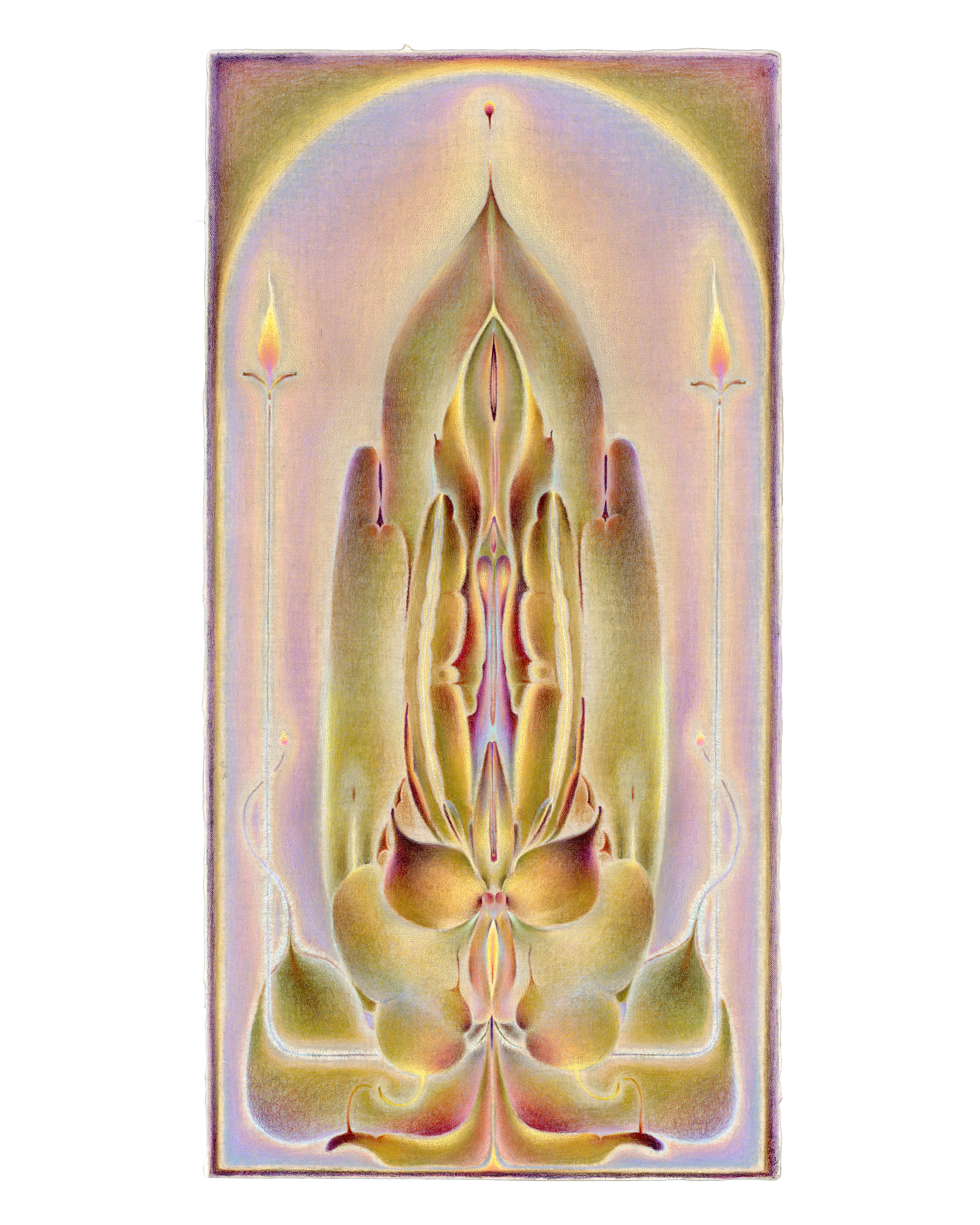 Shuling Guo, Altar 1, 2025, oil and pencil on linen, 36 x 28 inches