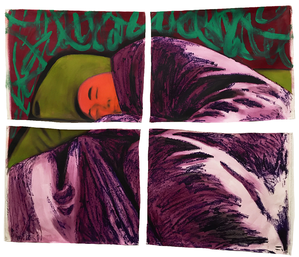 Self portrait (아침의 온도), 2018, oil on cotton, 152*160(cm)