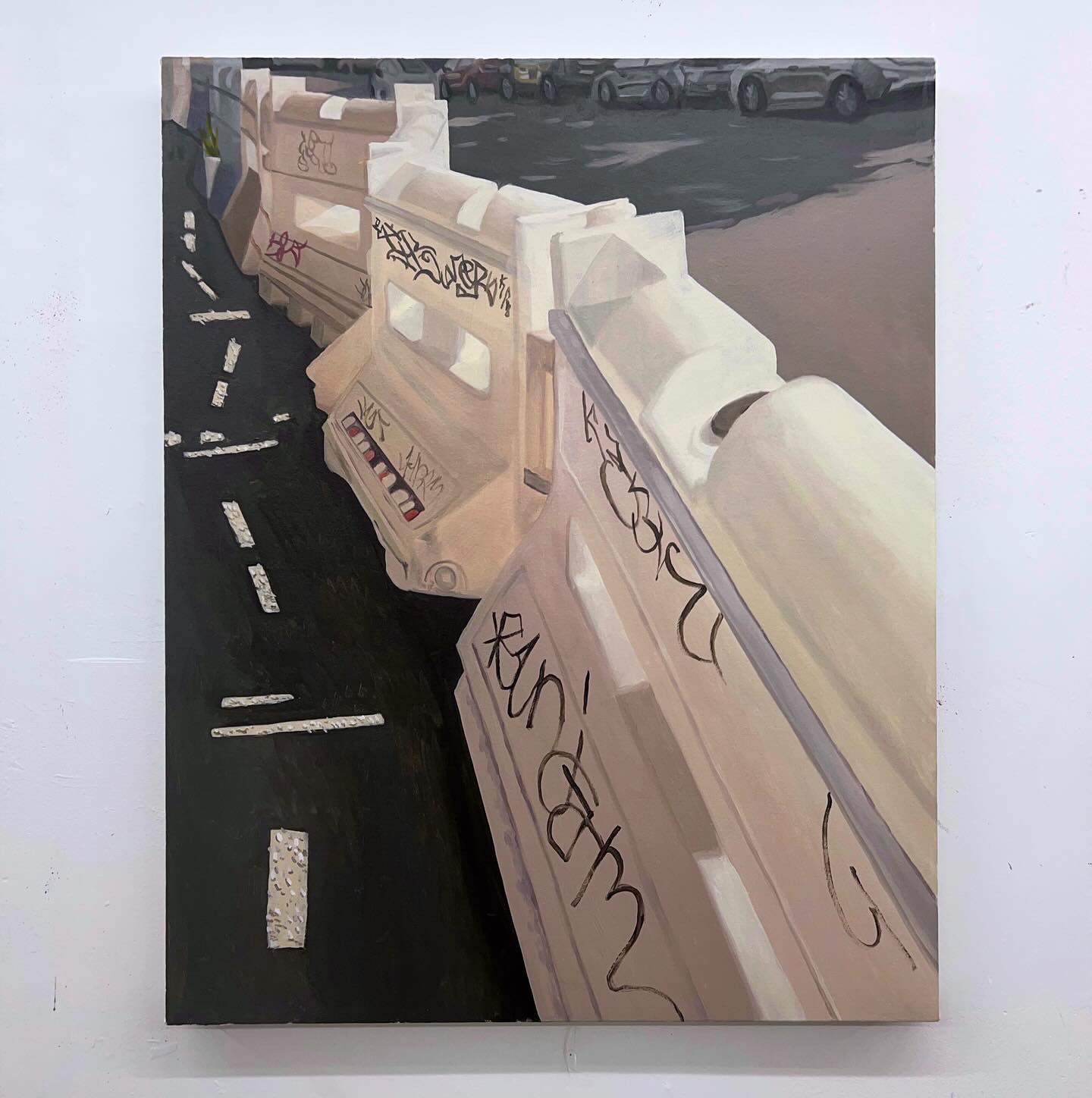 road dividers in remington / oil on canvas / 2024