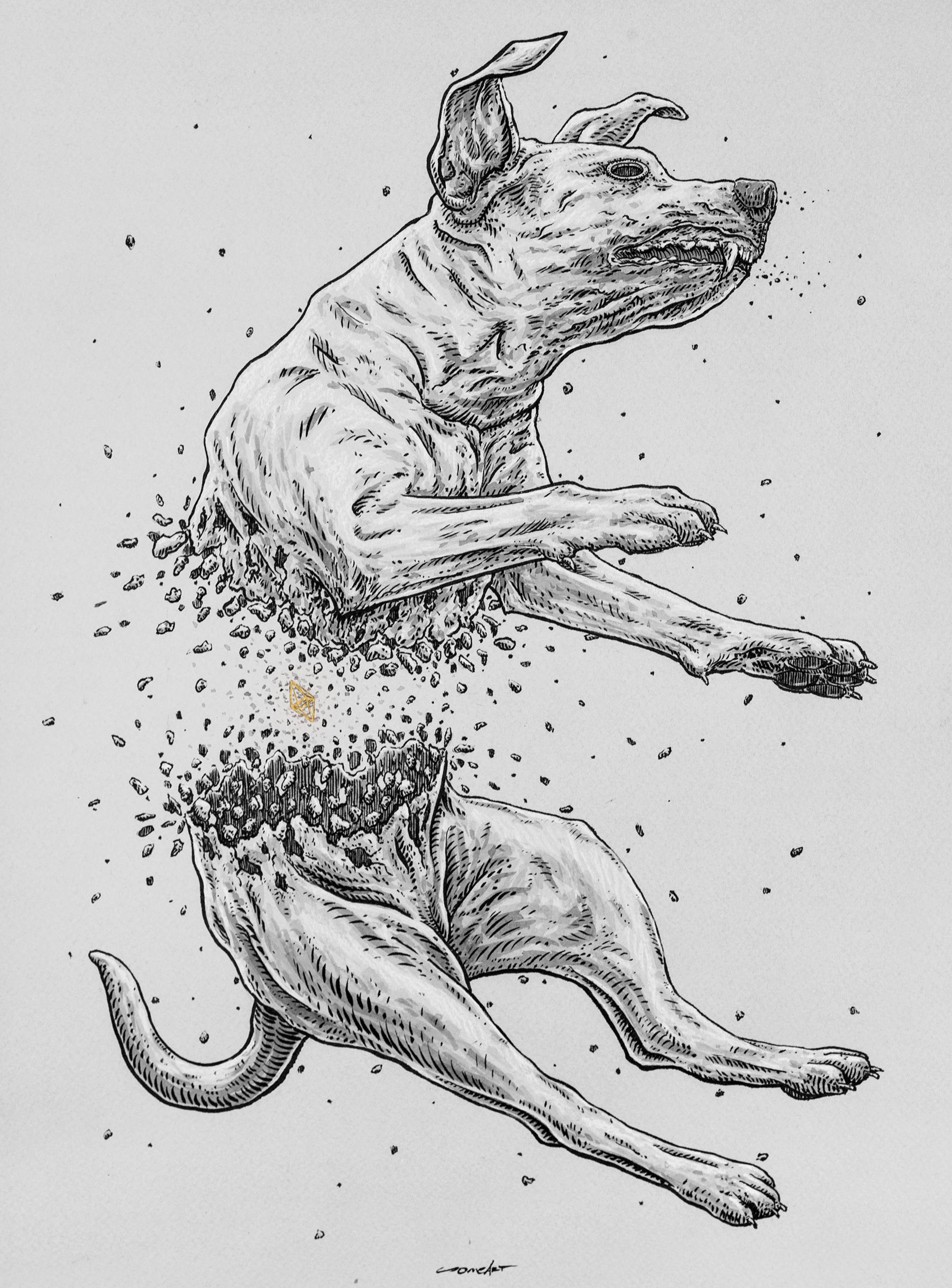 mangy dog drawing