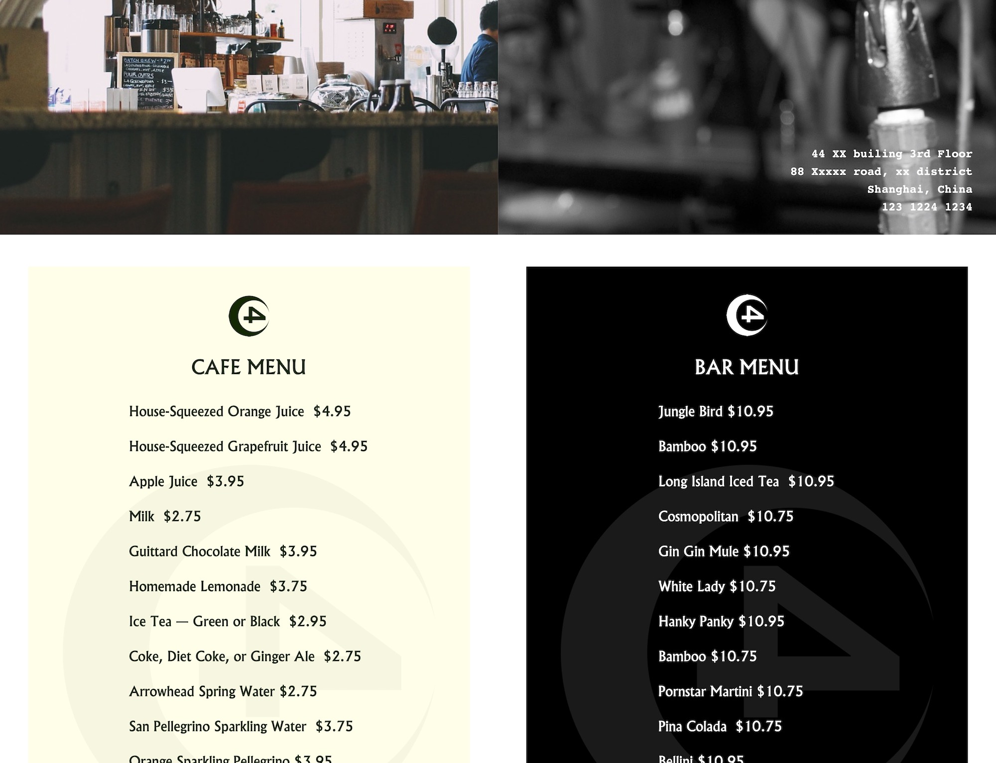 THE DRINK/FOOD MENU CAN BE AN ADDITION BUT NOT A NECESSITY