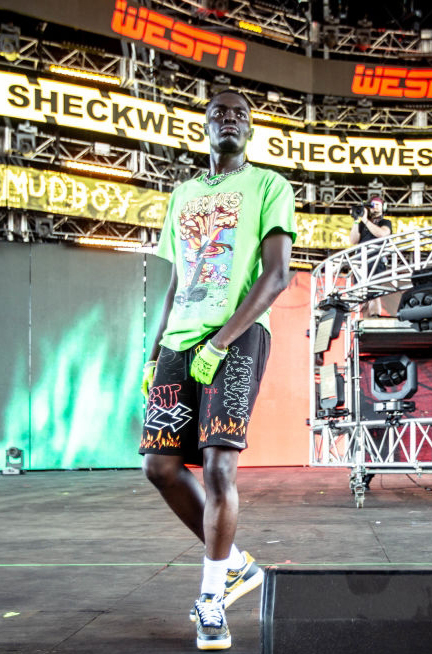 SHECK WES WEARING THE TRAVIS SCOTT X JORDAN COLLECTION 1 SHORT 