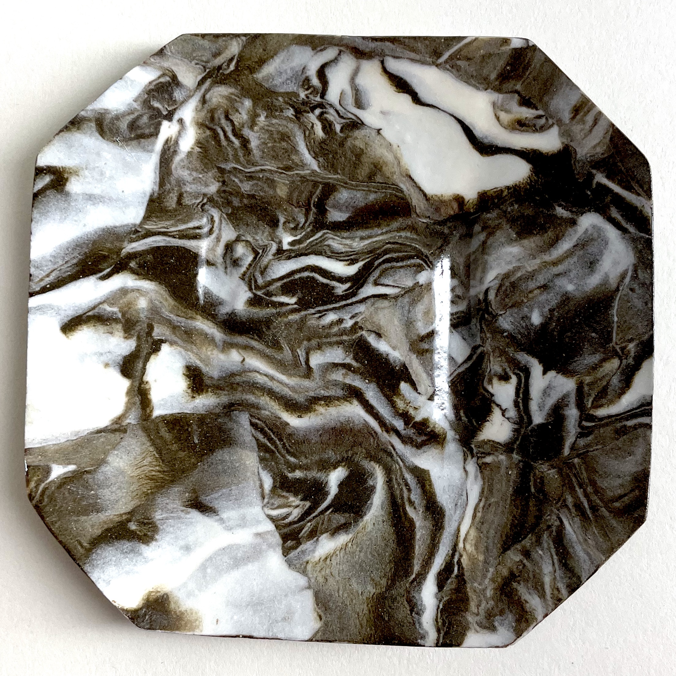Small Marbled Octogonal Plate [$35]