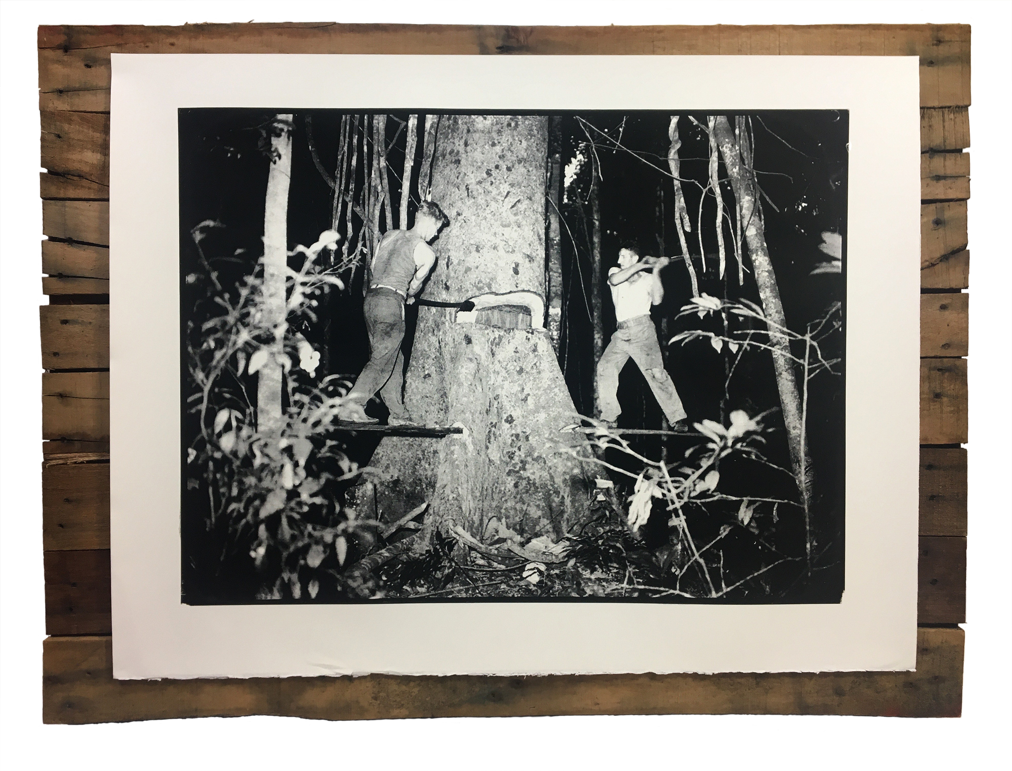 'The timber fellers', screen print, recycled pallet, 2020