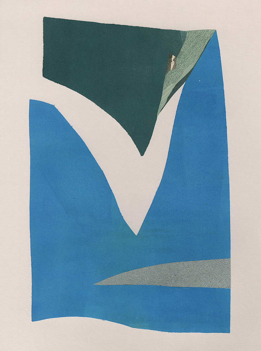 Blue Ridge, 2018, newsprint & ink on paper