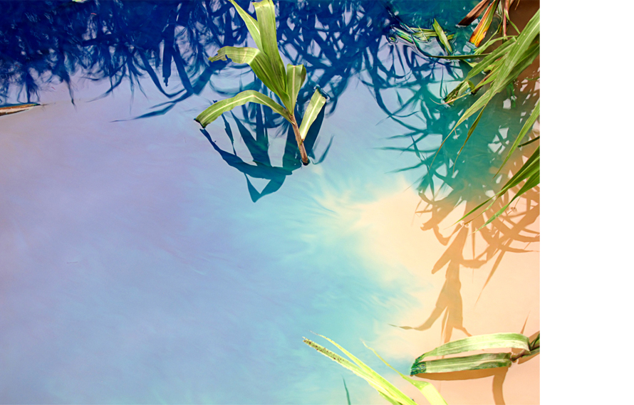 Raquel Schwartz, Still Blue, Postcard of Mamore River (Interventions of the space), 2014. Inkjet print on archival cotton paper, 27 x 39 inches. 