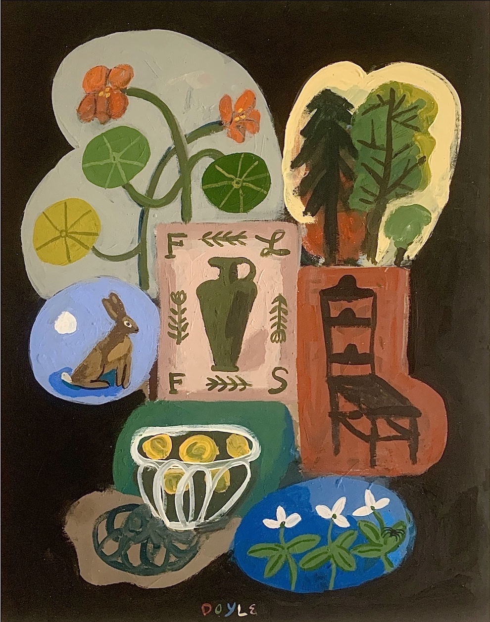 Michael Doyle, An April Afternoon, 2020, 14 x 11 in., Acrylic vinyl on mounted panel board, (sold)