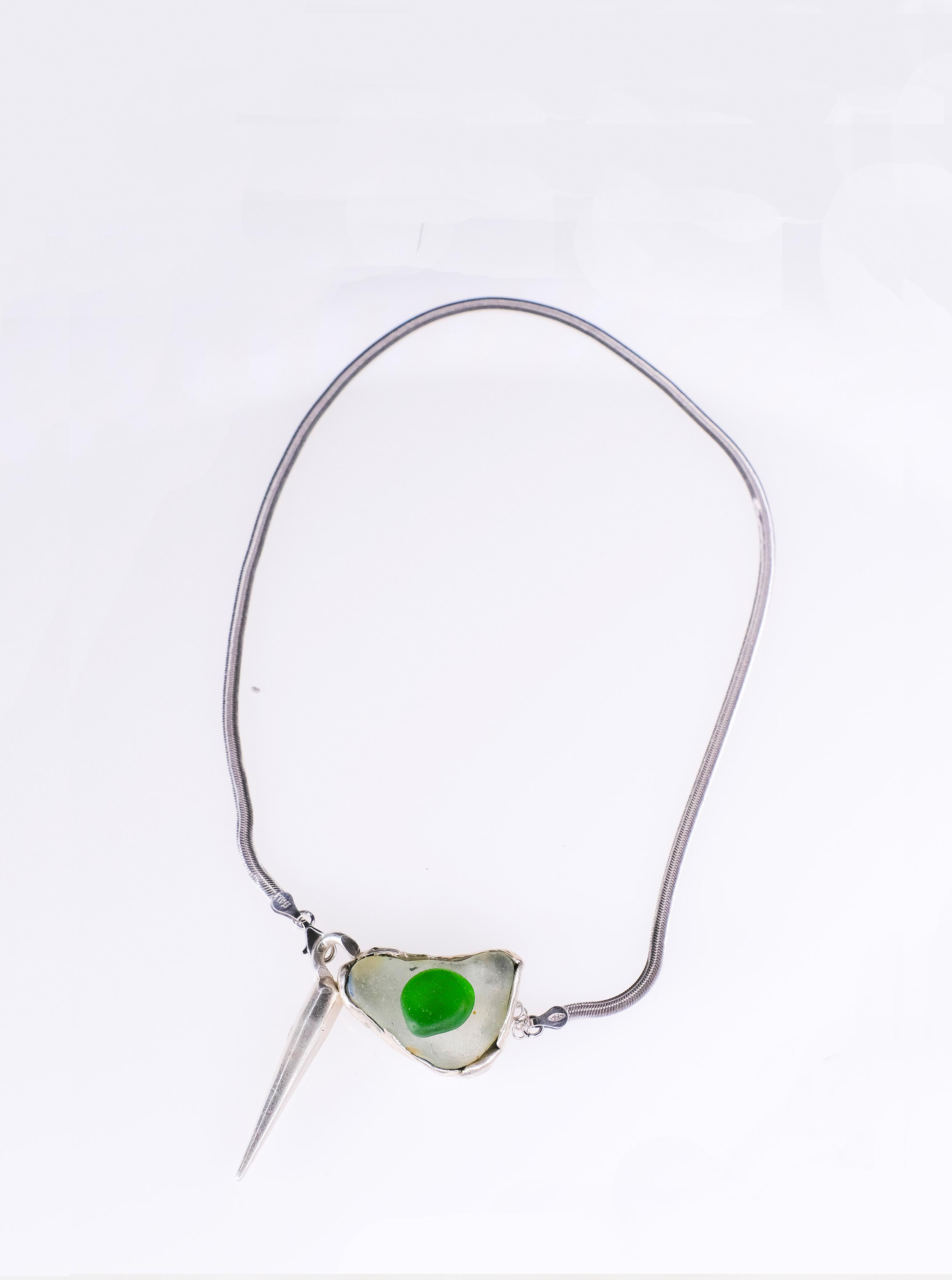 Silver; glass eroded by the sea in cinque terre