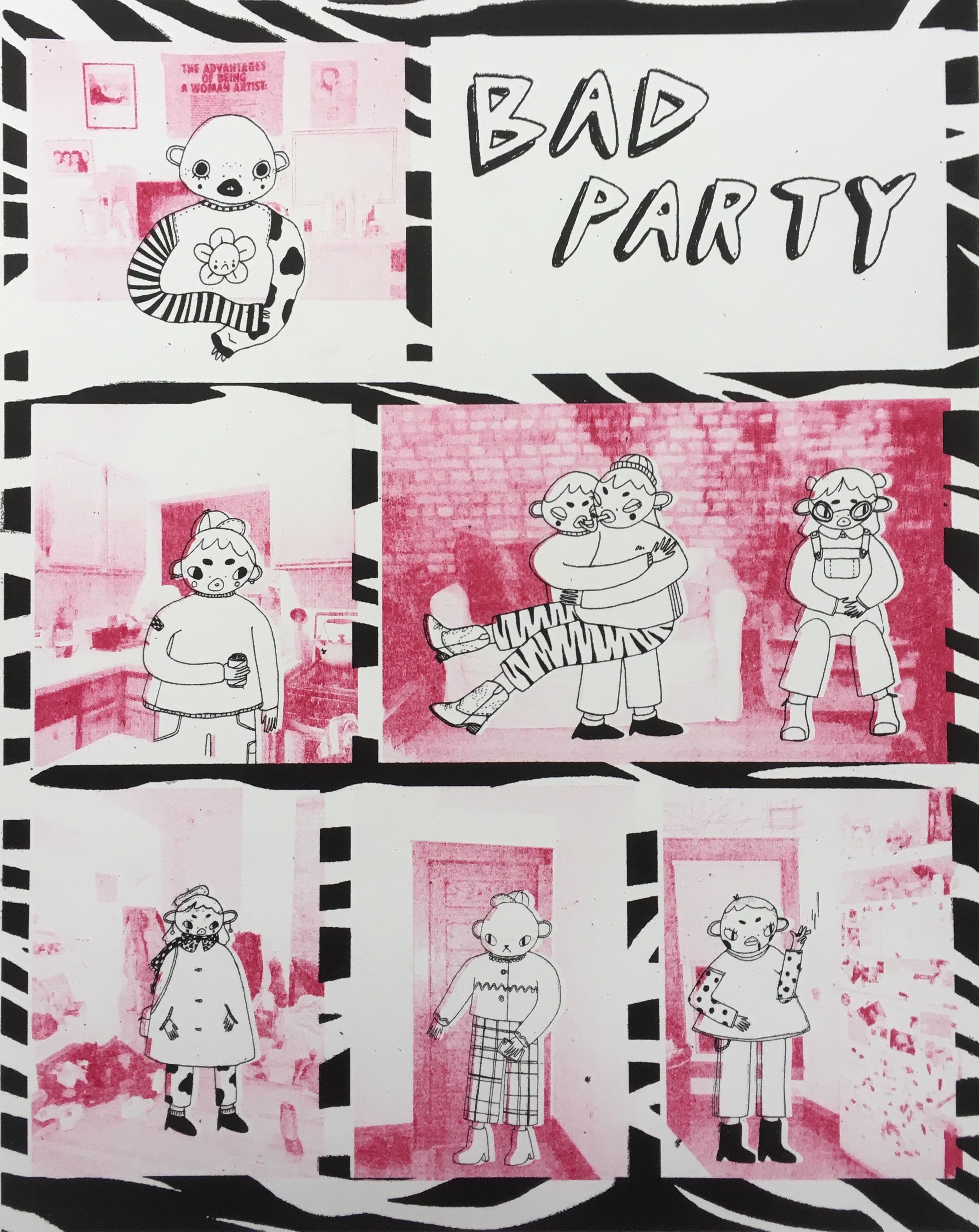 "bad party" 2-layer photo lithograph print, 2018