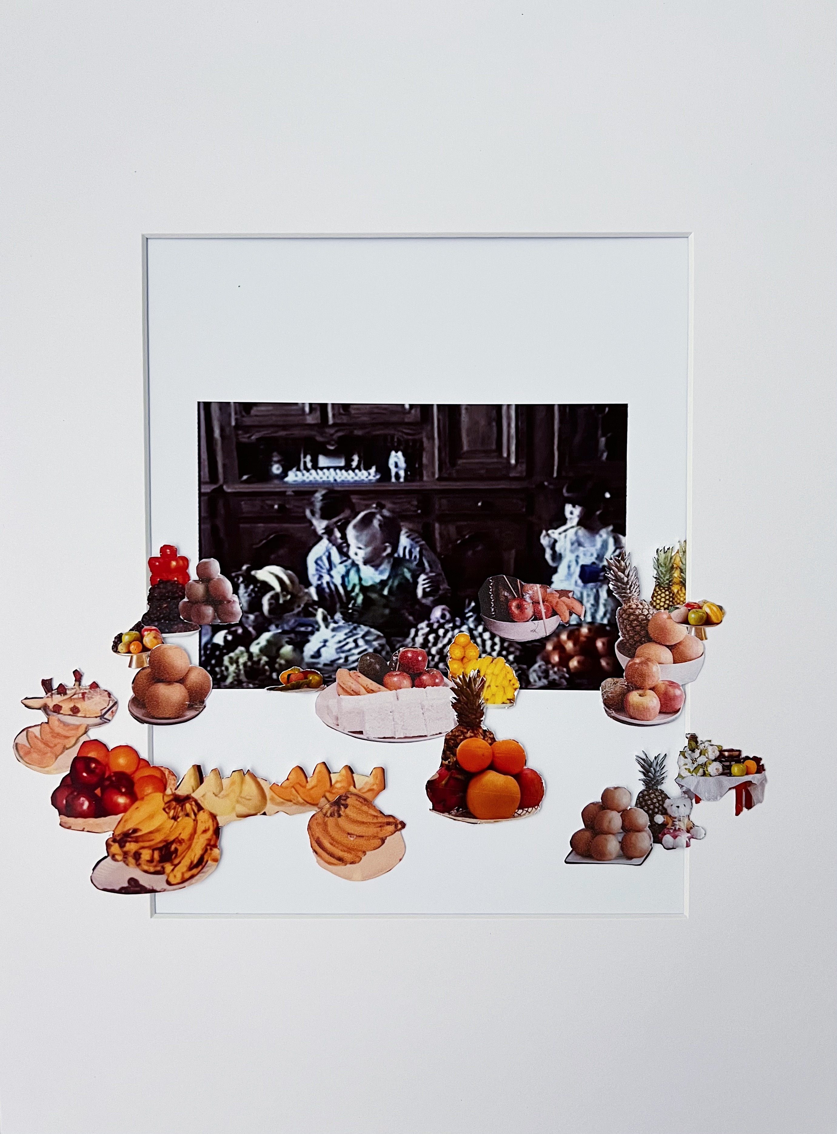 The collage series consists of photo submissions from the public, the artist’s family archive, and found historical images