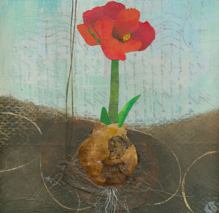 Amaryllis 2015  Mixed media on board 12” x 12”