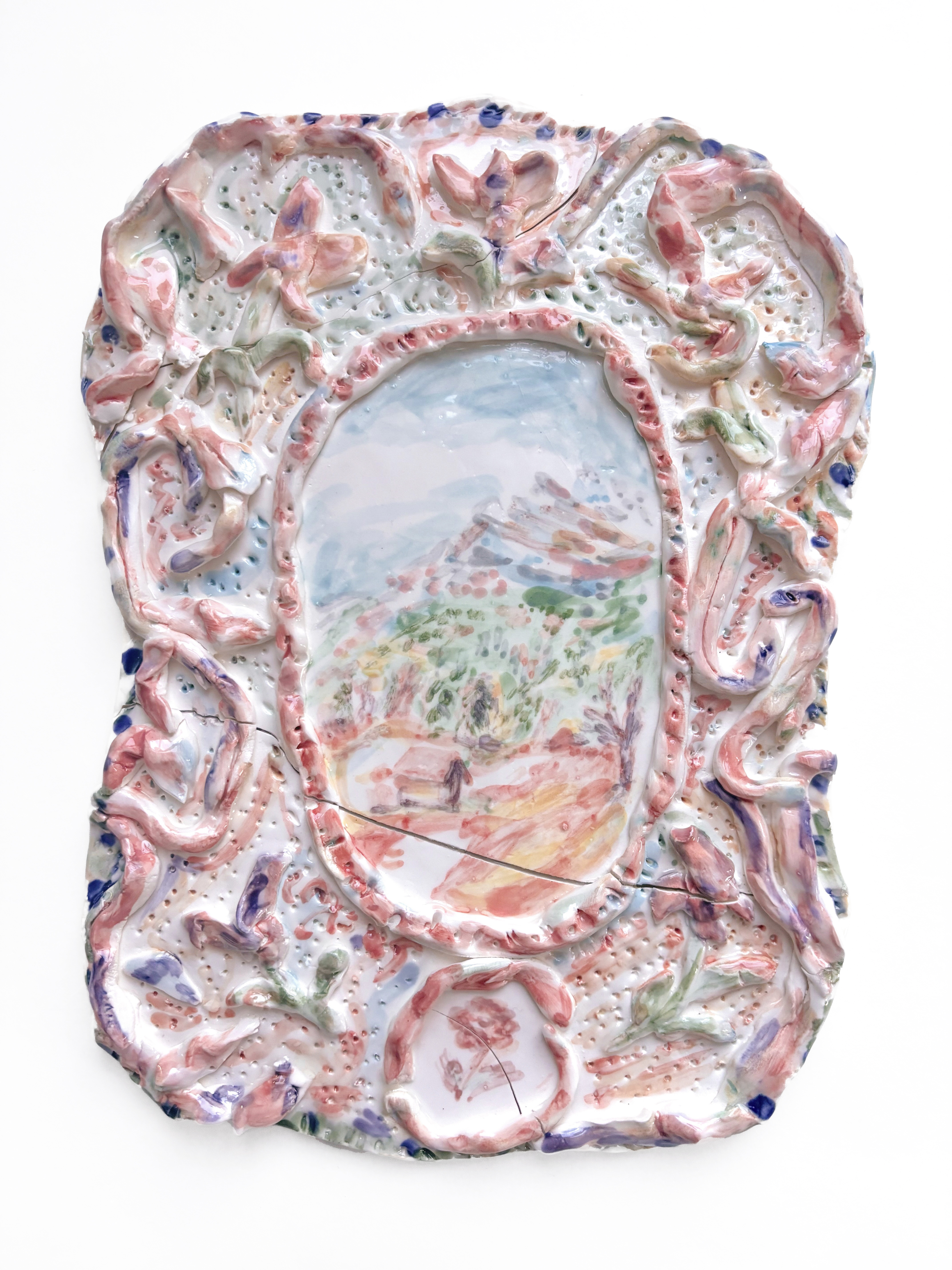 „Imaginary landscape", H26cm x W20cm, glazed ceramics (porcelain), 2024