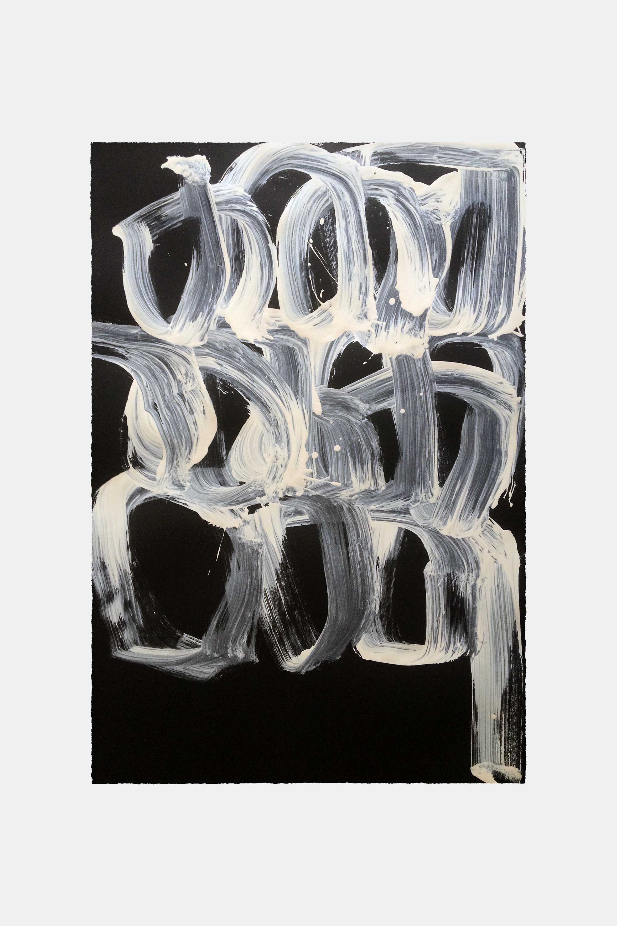 White lines, 2016. Acrylic paint on paper. 76&#160;×&#160;112&#160;cm.