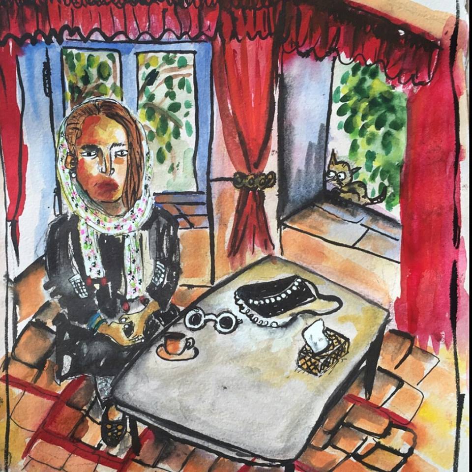 Shirin In, Watercolor on paper, SOLD