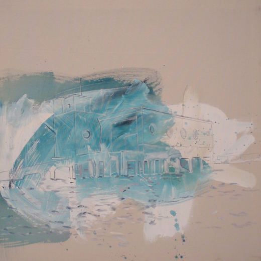 "Tsunami House"  2008 Mixed Media on Canvas 100x100 cm