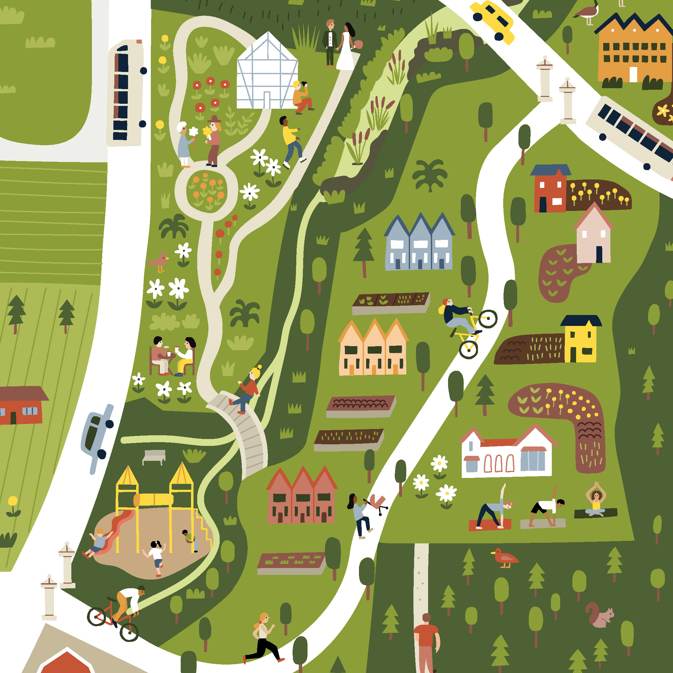 Agrihood Concept Illustrated Map -  Client: OSKAR GROUP