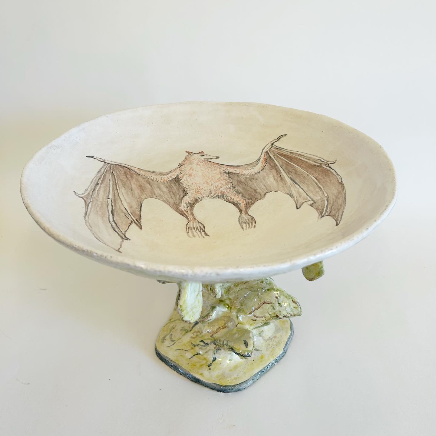 fruit bowl with bat, glazed stoneware